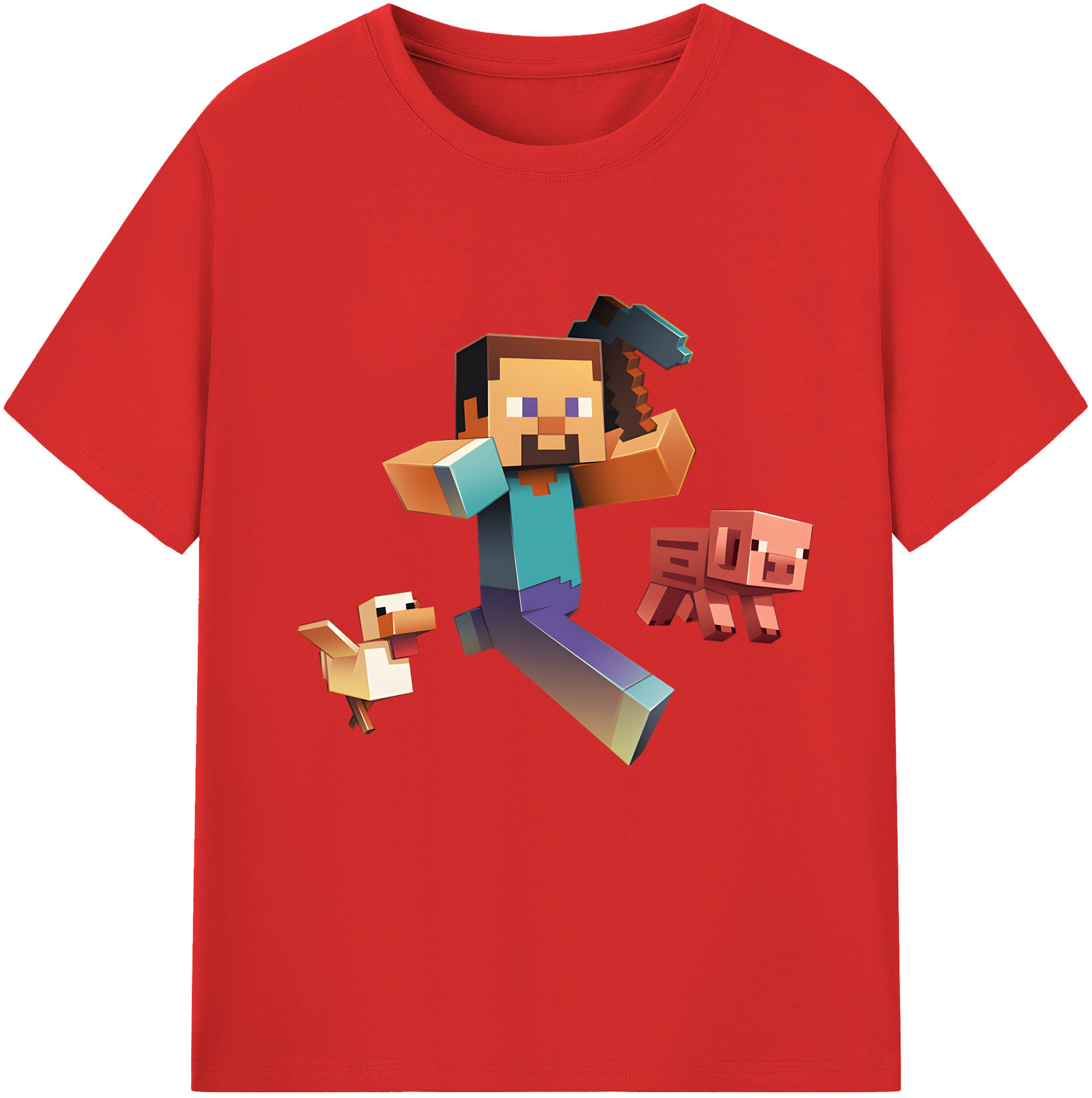 （画像用） マインクラフト ブロックの世界 Minecraft MC Block world レディースカジュアルプリントTシャツ（綿100％）