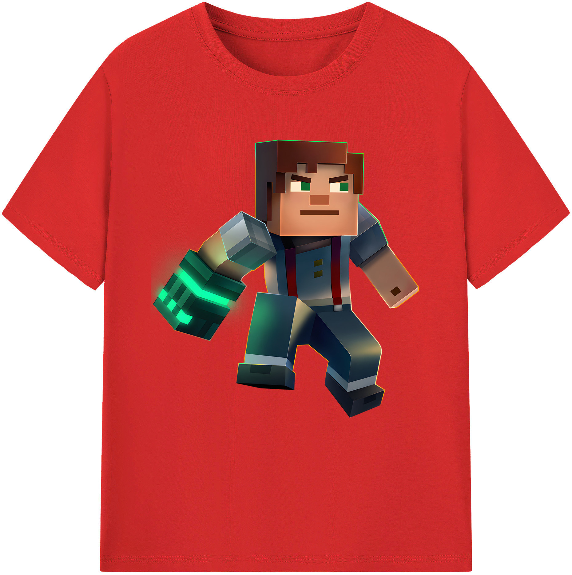 （画像用） マインクラフト ブロックの世界 Minecraft MC Block world レディースカジュアルプリントTシャツ（綿100％）