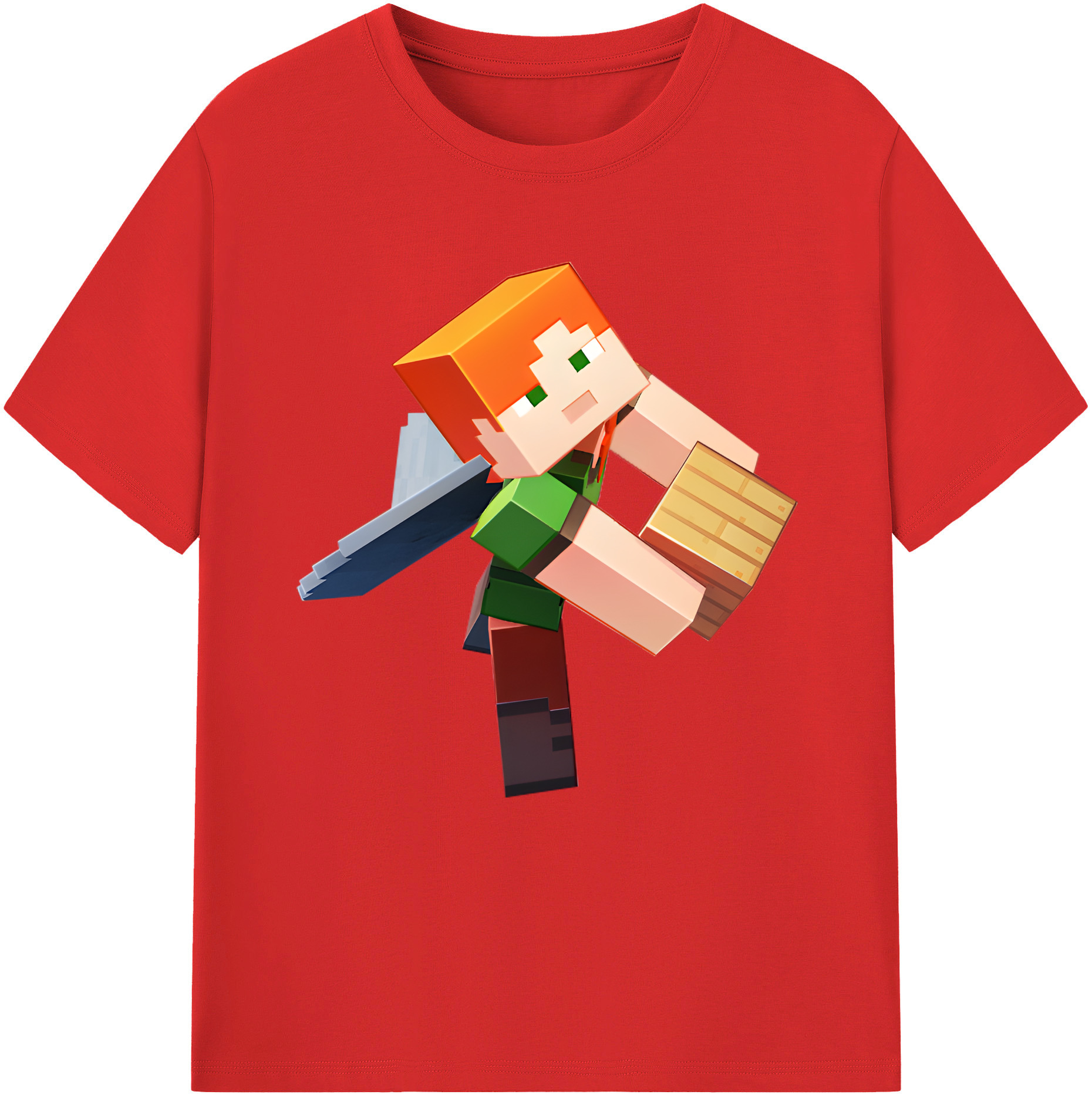 （画像用） マインクラフト ブロックの世界 Minecraft MC Block world レディースカジュアルプリントTシャツ（綿100％）