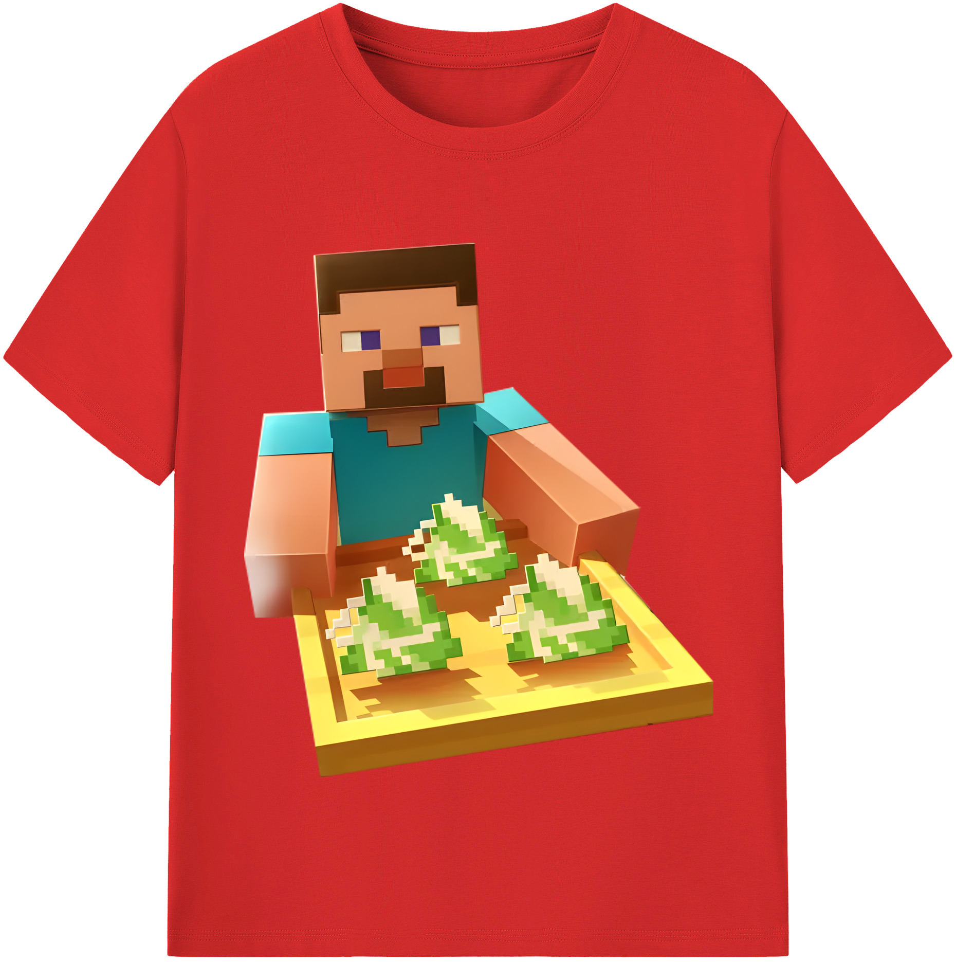 （画像用） マインクラフト ブロックの世界 Minecraft MC Block world レディースカジュアルプリントTシャツ（綿100％）