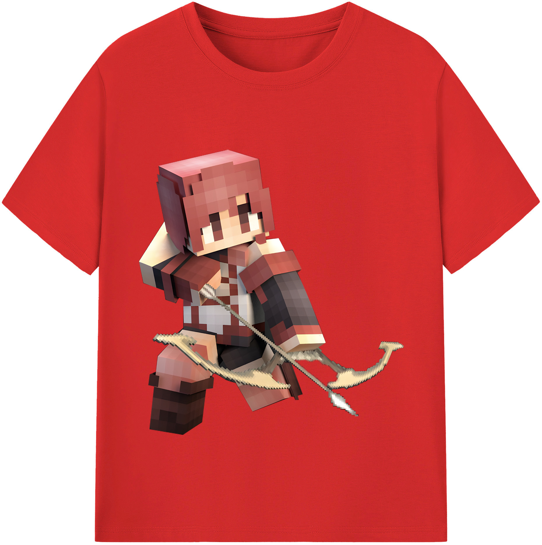 （画像用） マインクラフト ブロックの世界 Minecraft MC Block world レディースカジュアルプリントTシャツ（綿100％）