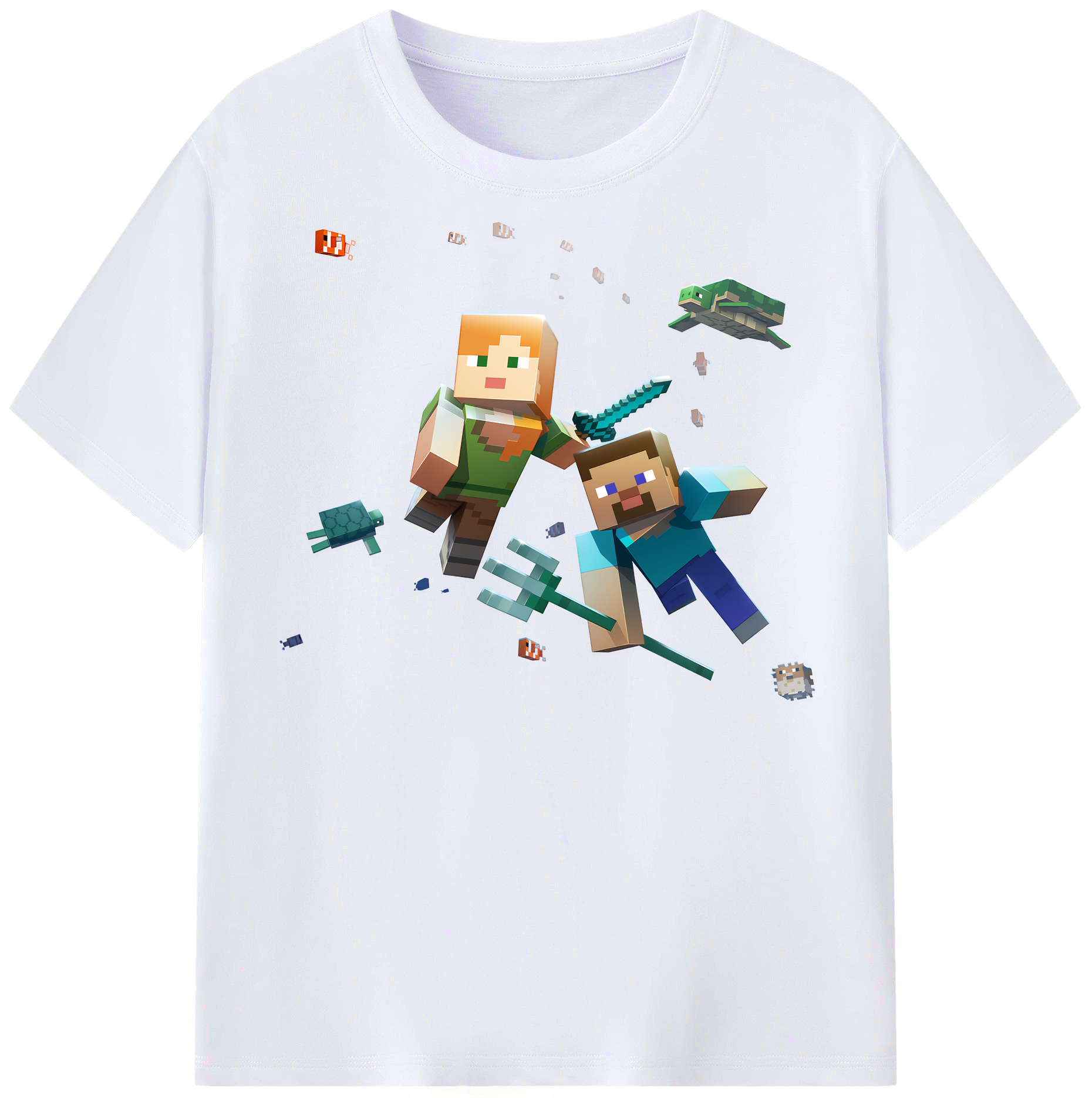 （画像用） マインクラフト ブロックの世界 Minecraft MC Block world レディースカジュアルプリントTシャツ（綿100％）