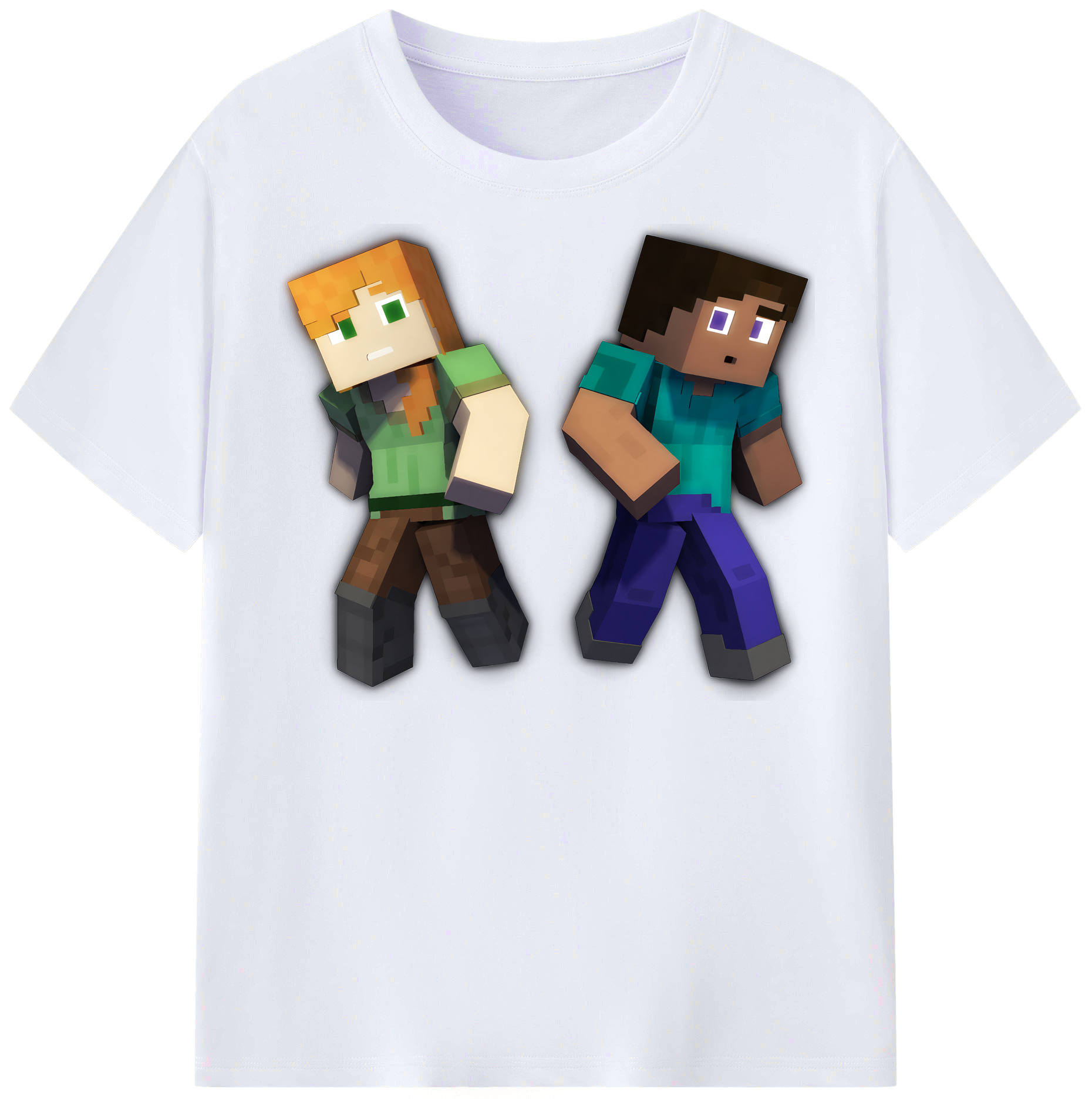 （画像用） マインクラフト ブロックの世界 Minecraft MC Block world レディースカジュアルプリントTシャツ（綿100％）