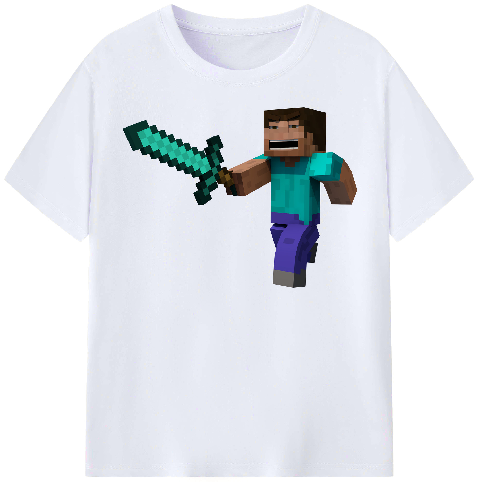 （画像用） マインクラフト ブロックの世界 Minecraft MC Block world レディースカジュアルプリントTシャツ（綿100％）