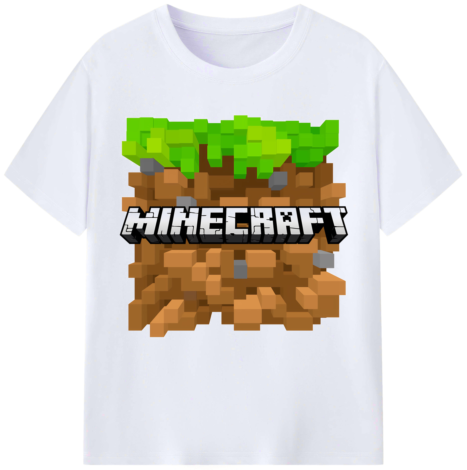 （画像用） マインクラフト ブロックの世界 Minecraft MC Block world レディースカジュアルプリントTシャツ（綿100％）