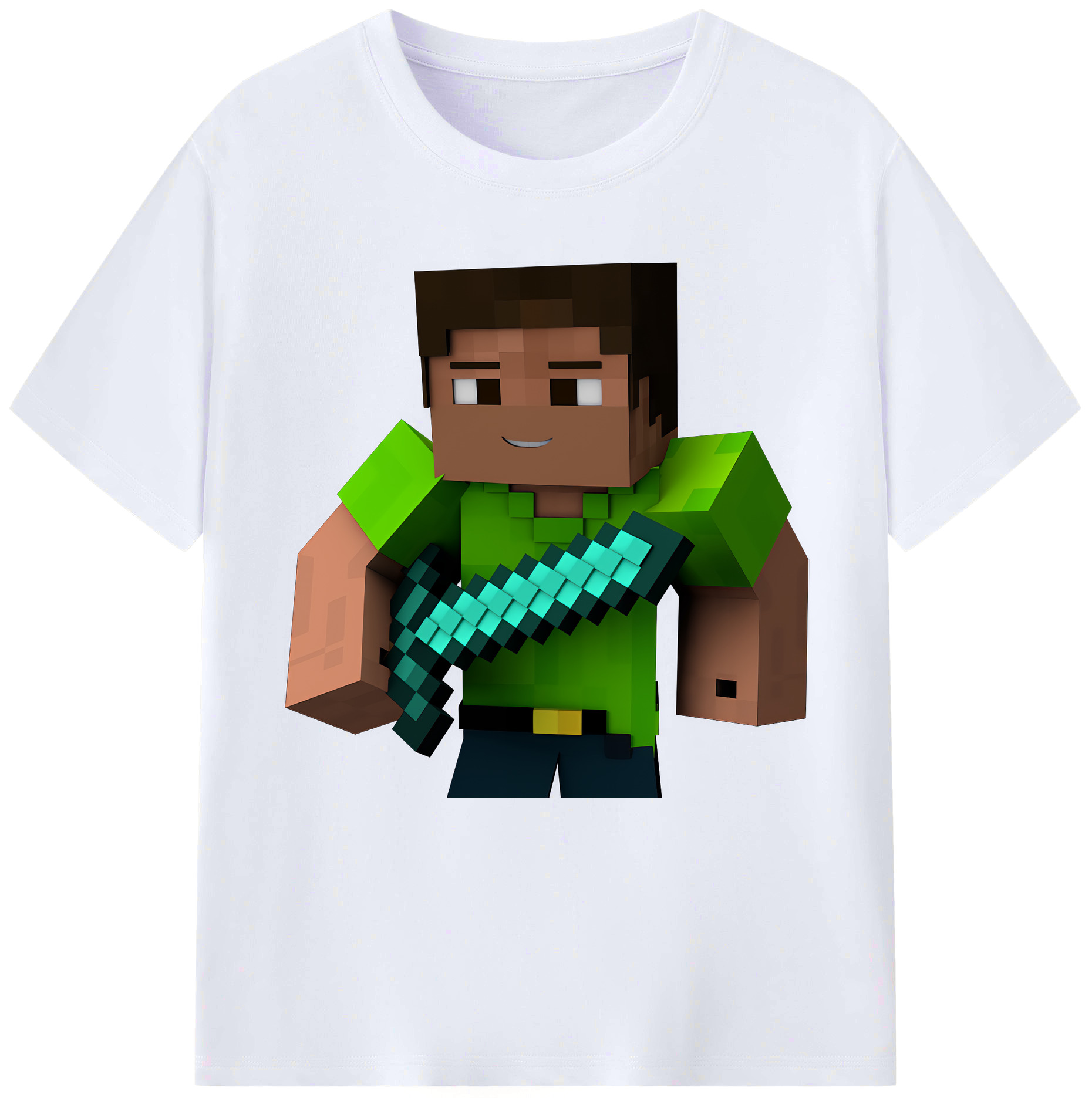（画像用） マインクラフト ブロックの世界 Minecraft MC Block world レディースカジュアルプリントTシャツ（綿100％）