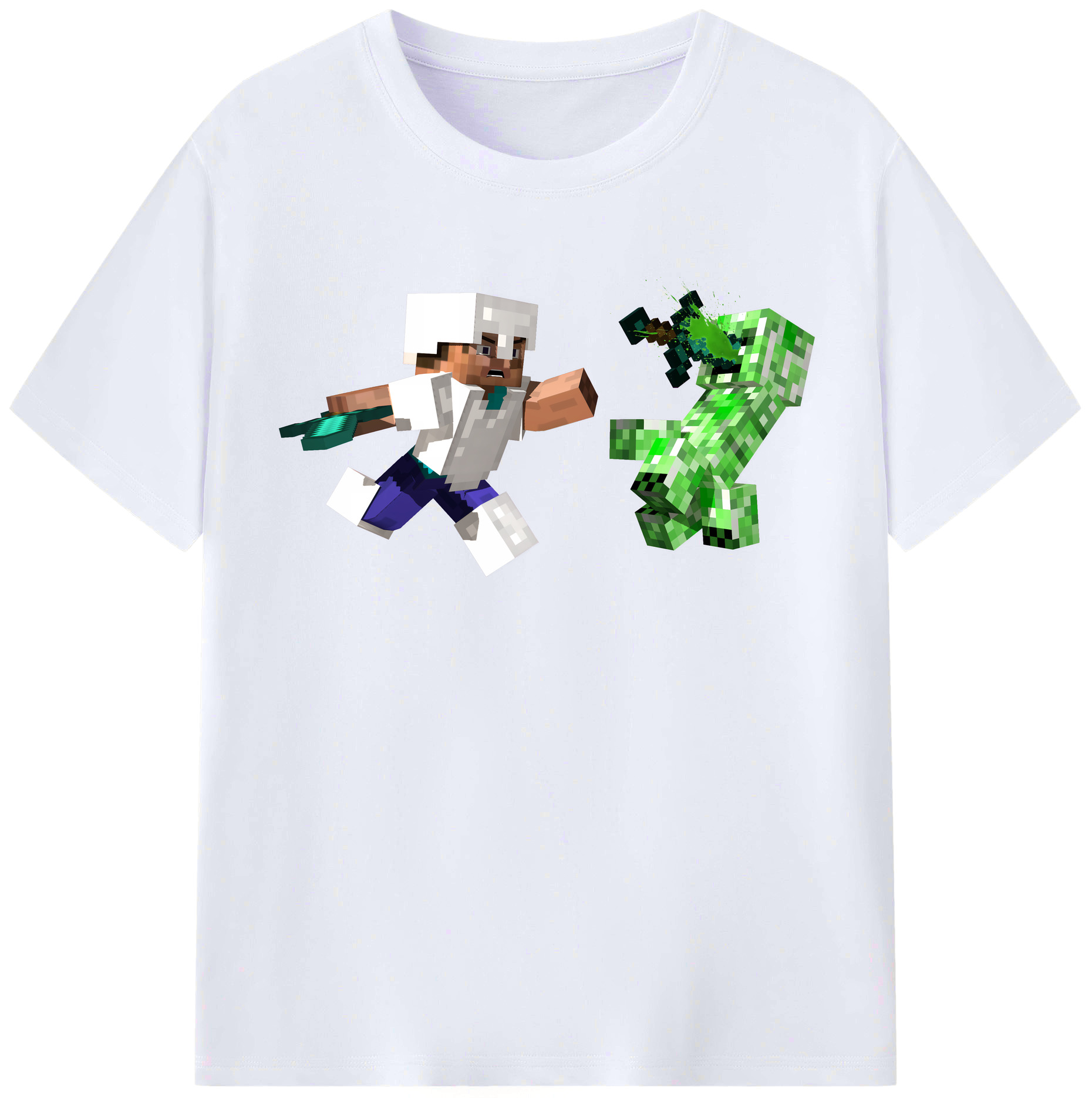 （画像用） マインクラフト ブロックの世界 Minecraft MC Block world レディースカジュアルプリントTシャツ（綿100％）