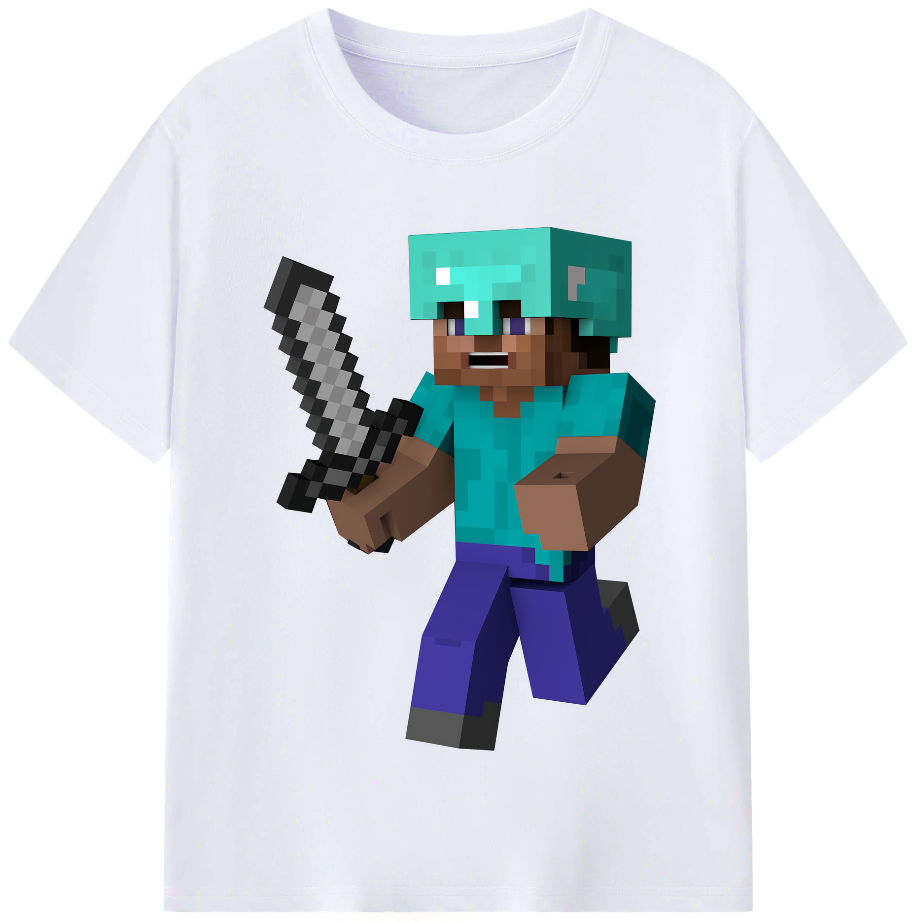 （画像用） マインクラフト ブロックの世界 Minecraft MC Block world レディースカジュアルプリントTシャツ（綿100％）