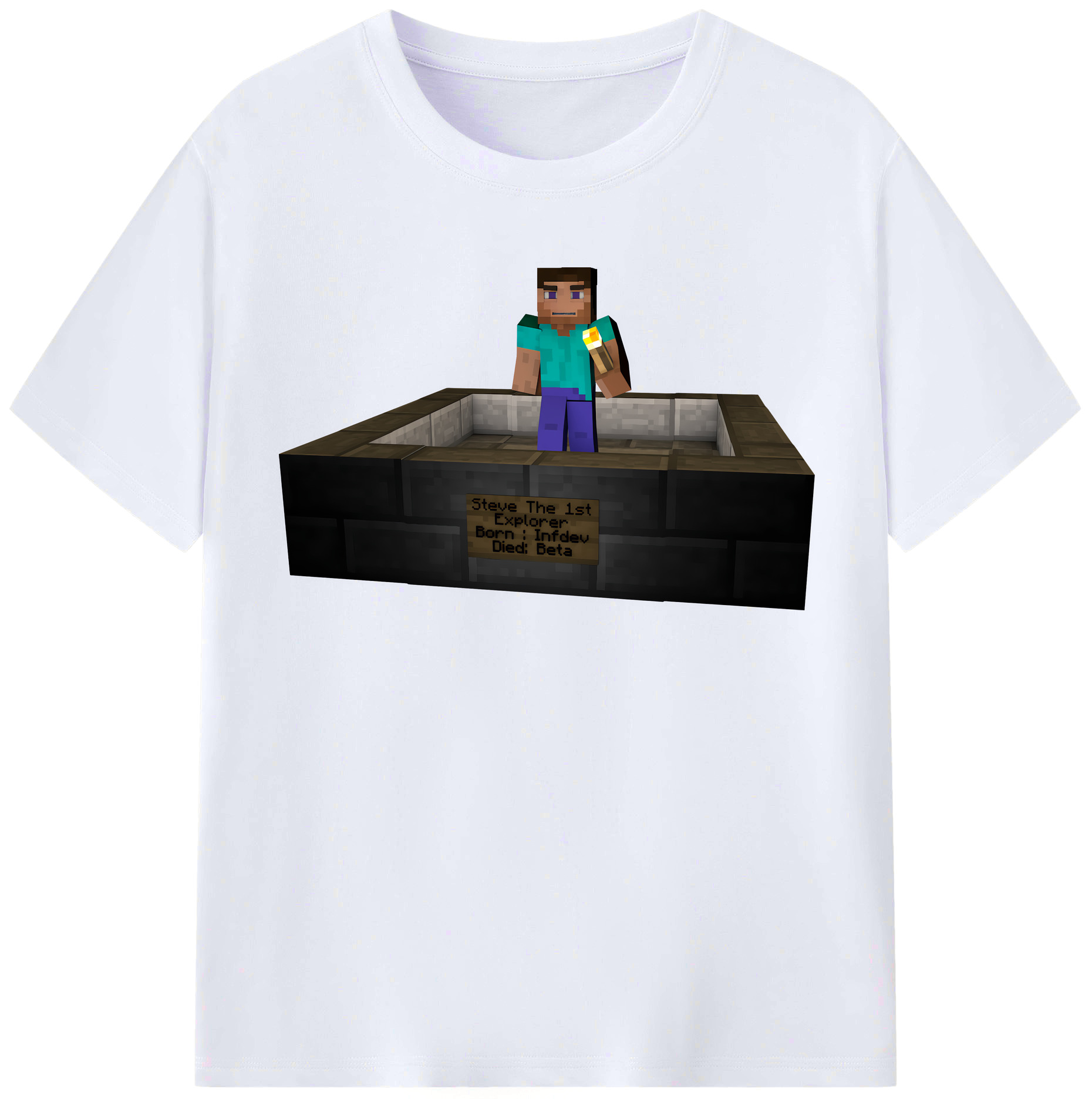 （画像用） マインクラフト ブロックの世界 Minecraft MC Block world レディースカジュアルプリントTシャツ（綿100％）