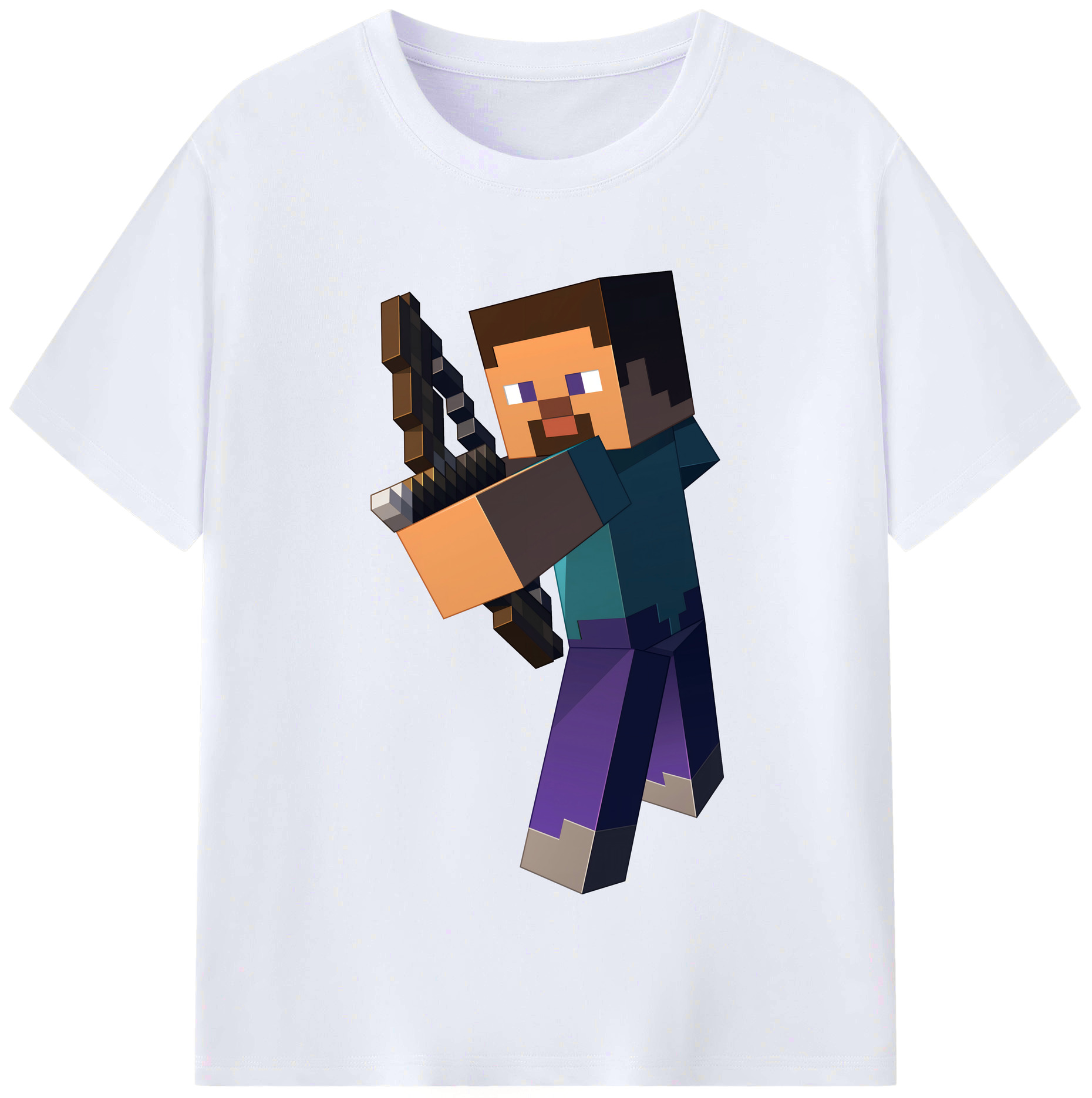 （画像用） マインクラフト ブロックの世界 Minecraft MC Block world レディースカジュアルプリントTシャツ（綿100％）