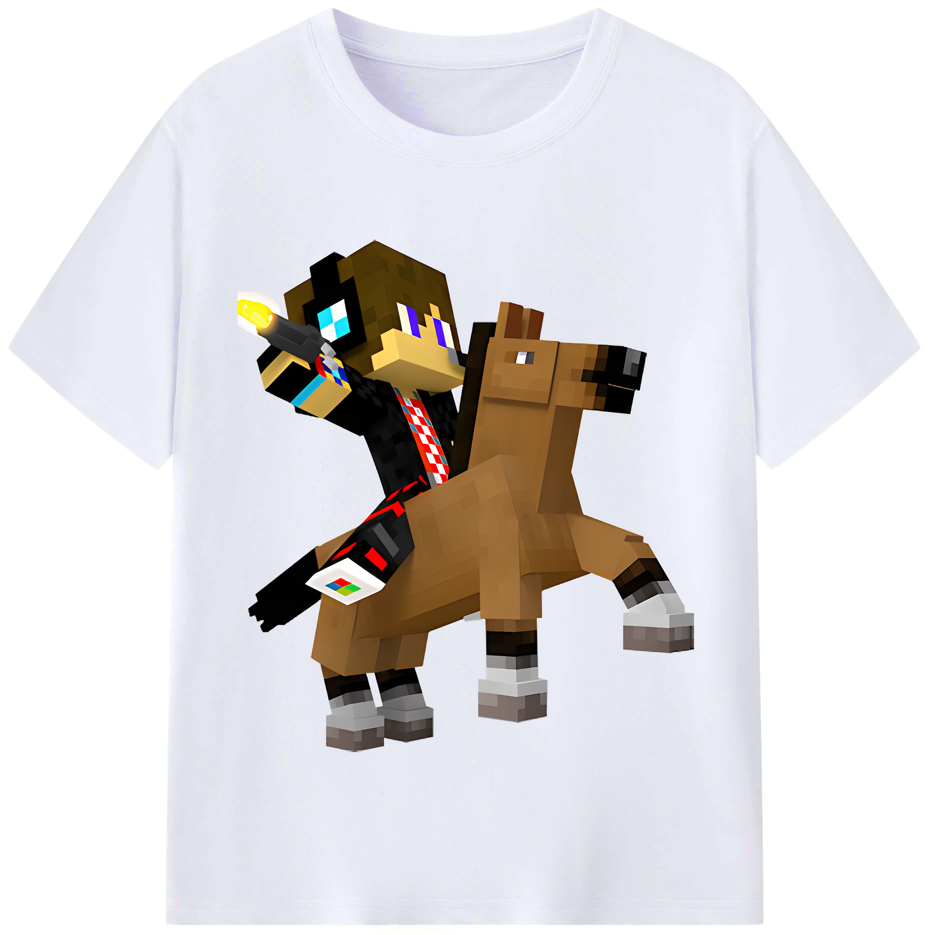 （画像用） マインクラフト ブロックの世界 Minecraft MC Block world レディースカジュアルプリントTシャツ（綿100％）