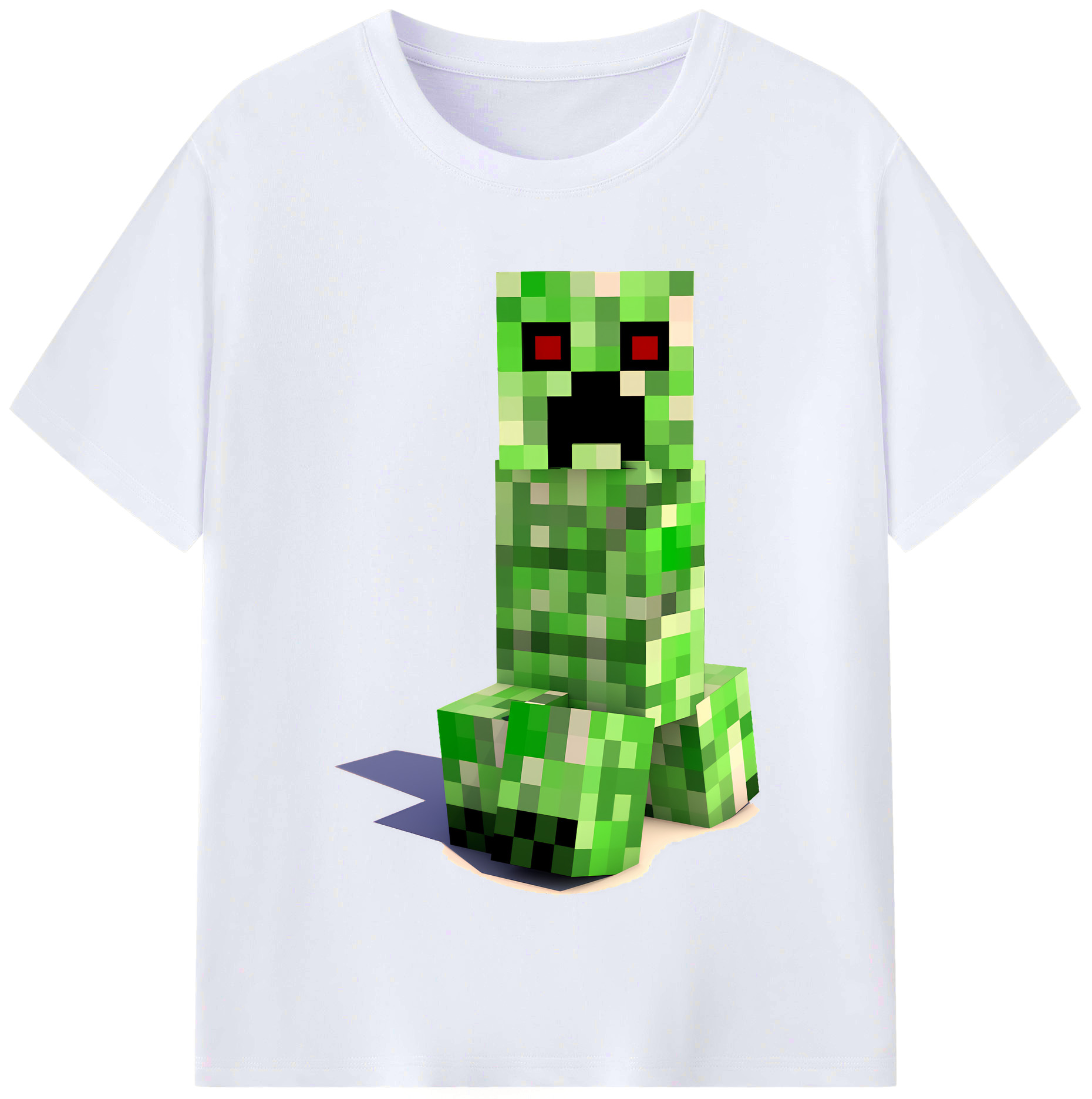 （画像用） マインクラフト ブロックの世界 Minecraft MC Block world レディースカジュアルプリントTシャツ（綿100％）
