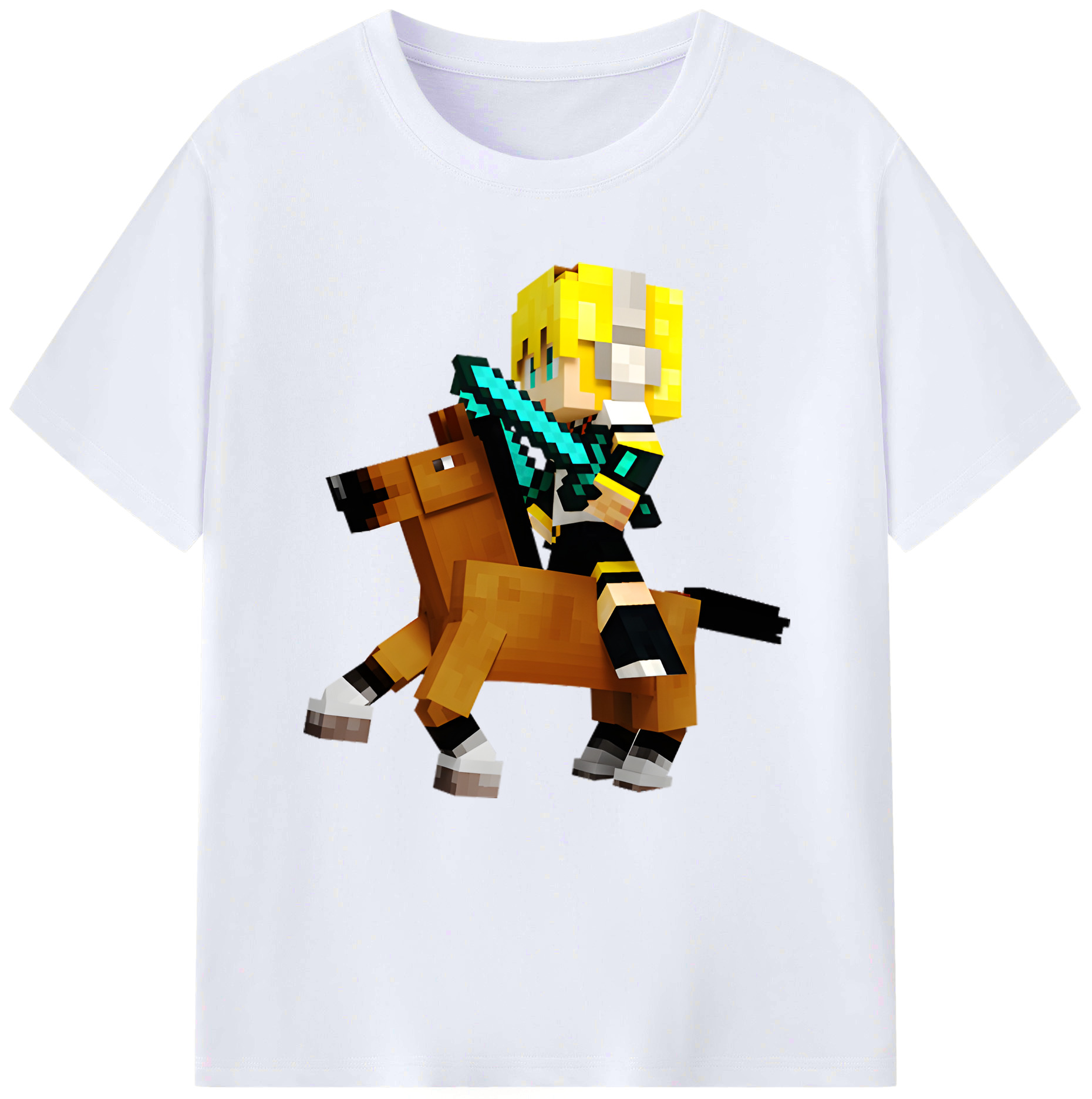 （画像用） マインクラフト ブロックの世界 Minecraft MC Block world レディースカジュアルプリントTシャツ（綿100％）