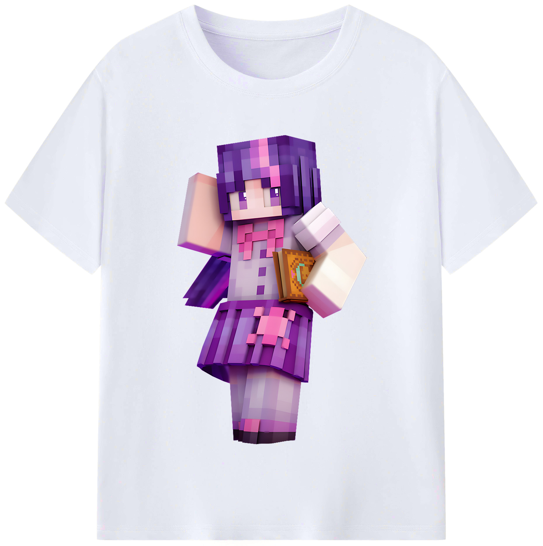 （画像用） マインクラフト ブロックの世界 Minecraft MC Block world レディースカジュアルプリントTシャツ（綿100％）