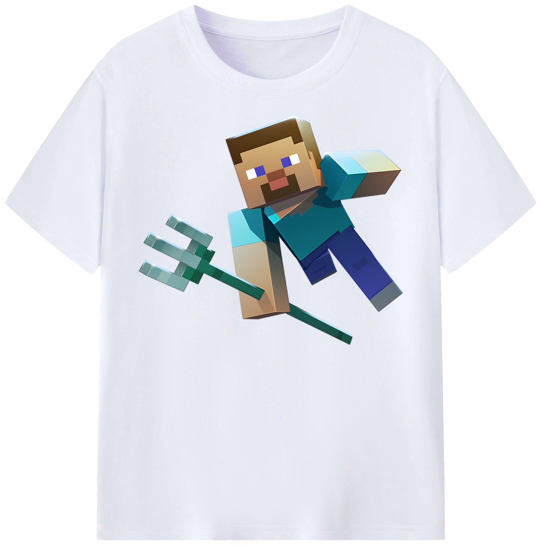 （画像用） マインクラフト ブロックの世界 Minecraft MC Block world レディースカジュアルプリントTシャツ（綿100％）