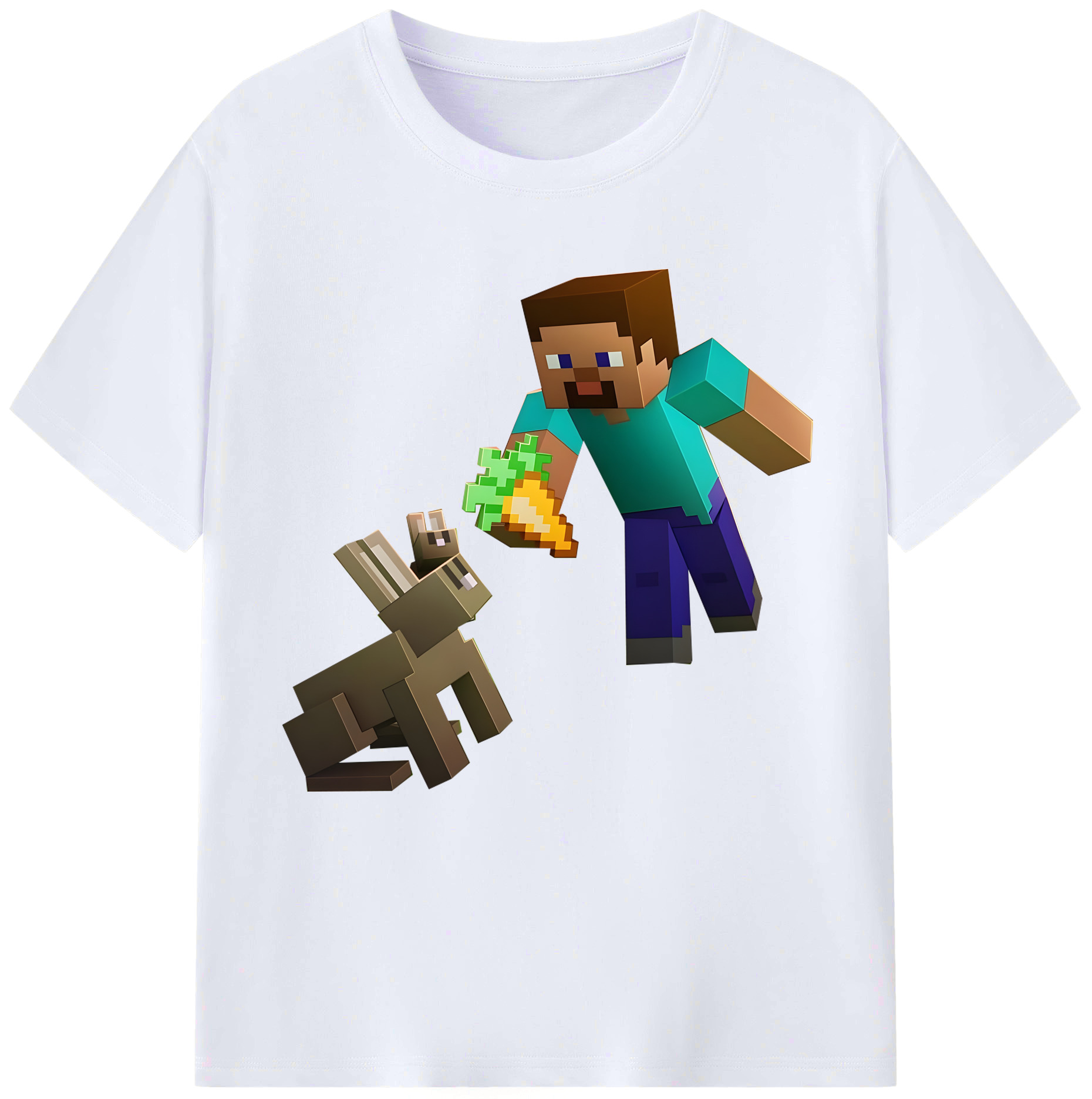 （画像用） マインクラフト ブロックの世界 Minecraft MC Block world レディースカジュアルプリントTシャツ（綿100％）