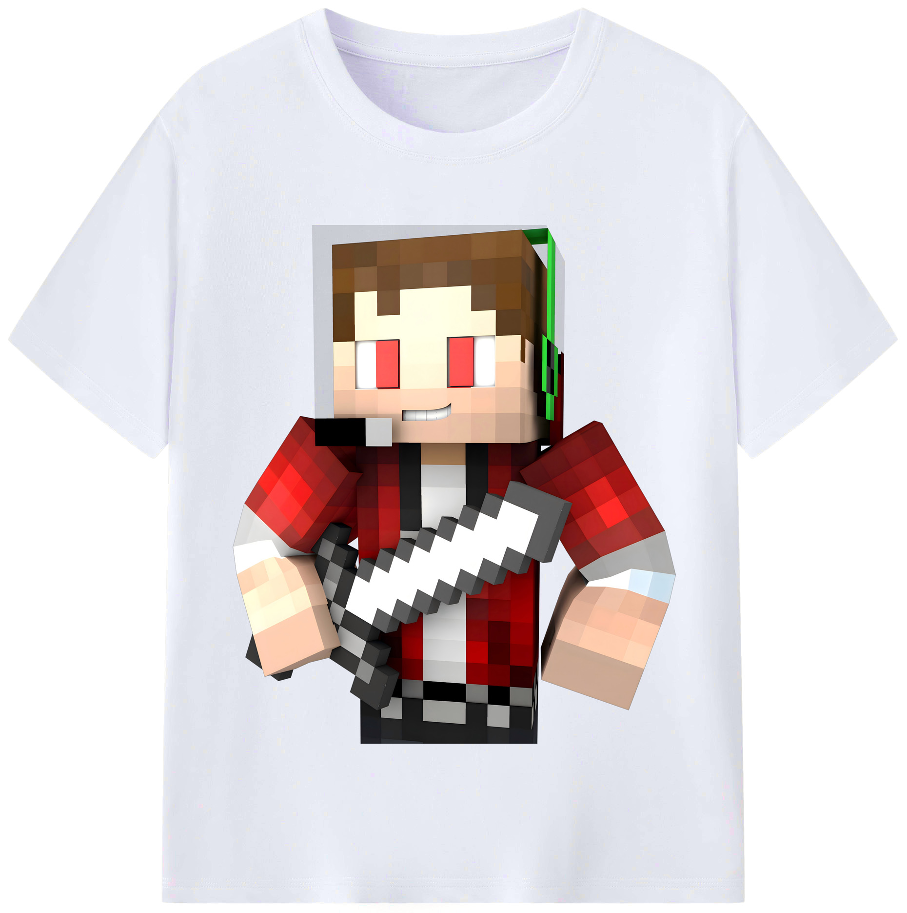 （画像用） マインクラフト ブロックの世界 Minecraft MC Block world レディースカジュアルプリントTシャツ（綿100％）
