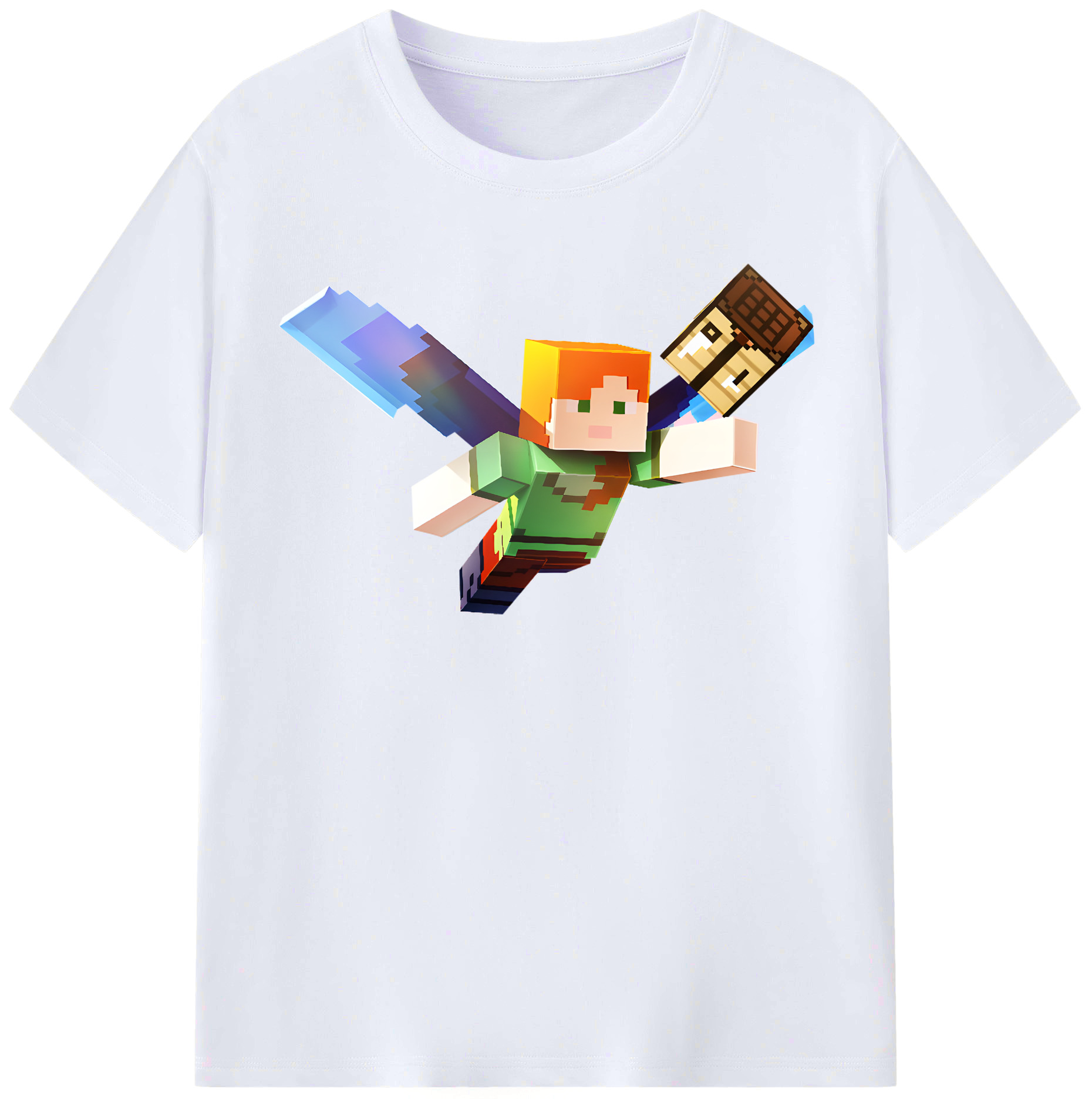 （画像用） マインクラフト ブロックの世界 Minecraft MC Block world レディースカジュアルプリントTシャツ（綿100％）