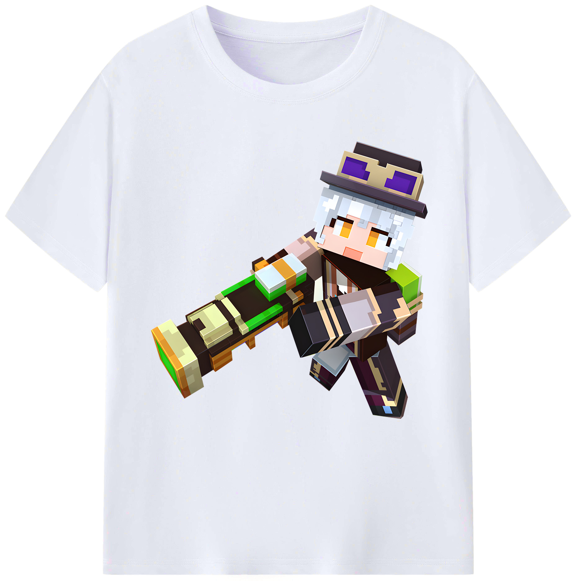 （画像用） マインクラフト ブロックの世界 Minecraft MC Block world レディースカジュアルプリントTシャツ（綿100％）