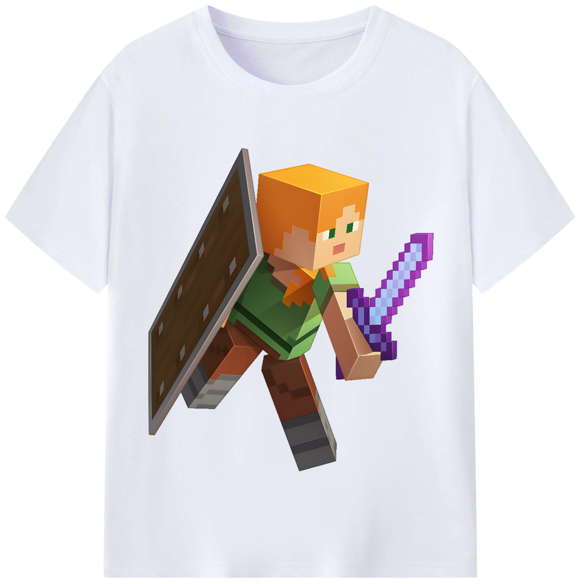 （画像用） マインクラフト ブロックの世界 Minecraft MC Block world レディースカジュアルプリントTシャツ（綿100％）