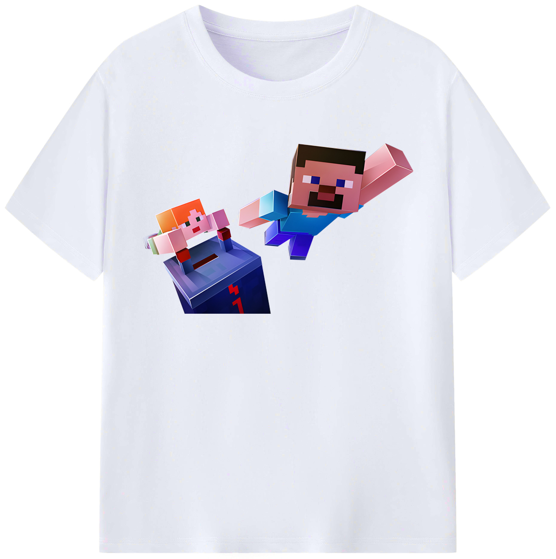 （画像用） マインクラフト ブロックの世界 Minecraft MC Block world レディースカジュアルプリントTシャツ（綿100％）