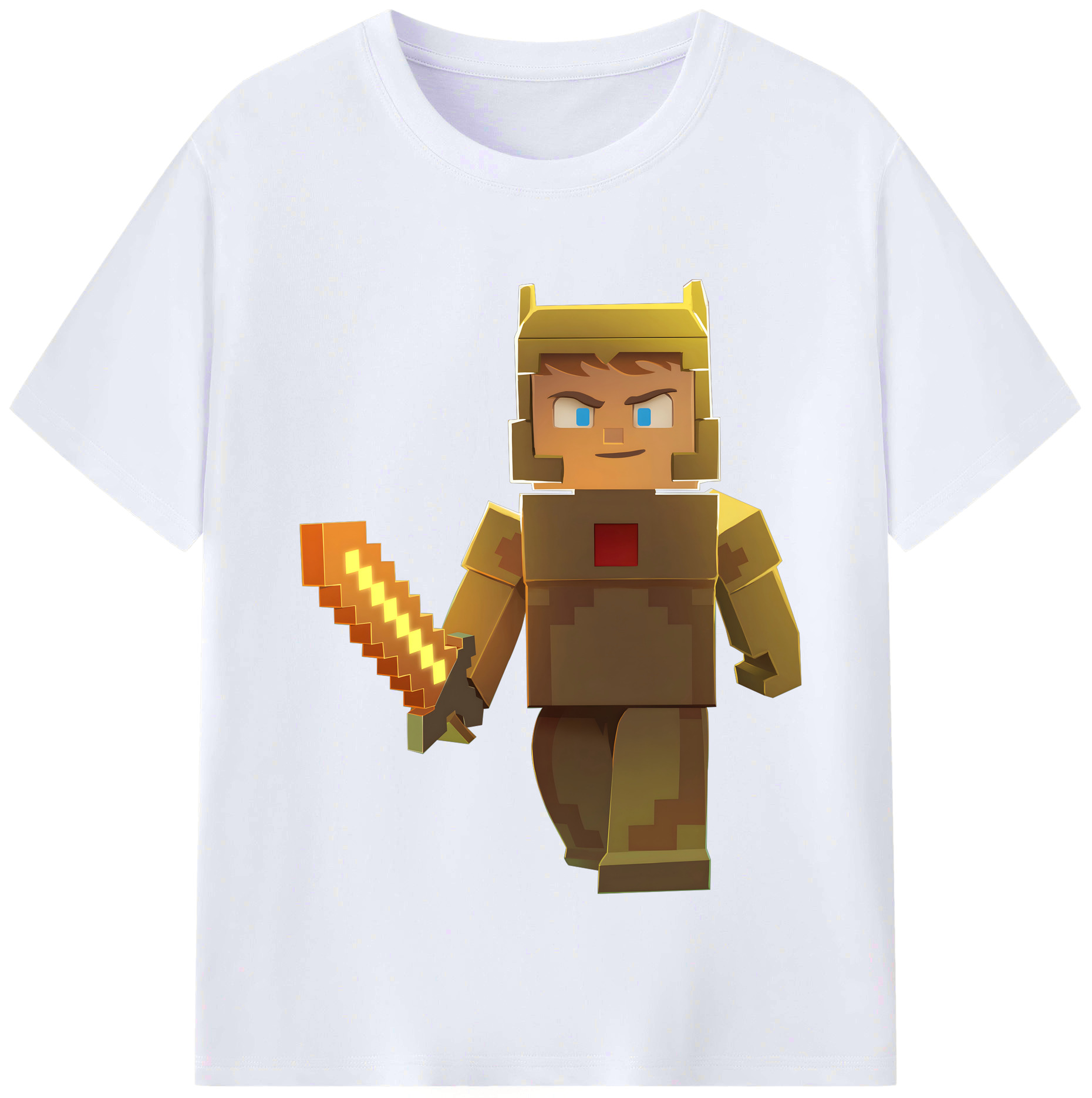 （画像用） マインクラフト ブロックの世界 Minecraft MC Block world レディースカジュアルプリントTシャツ（綿100％）