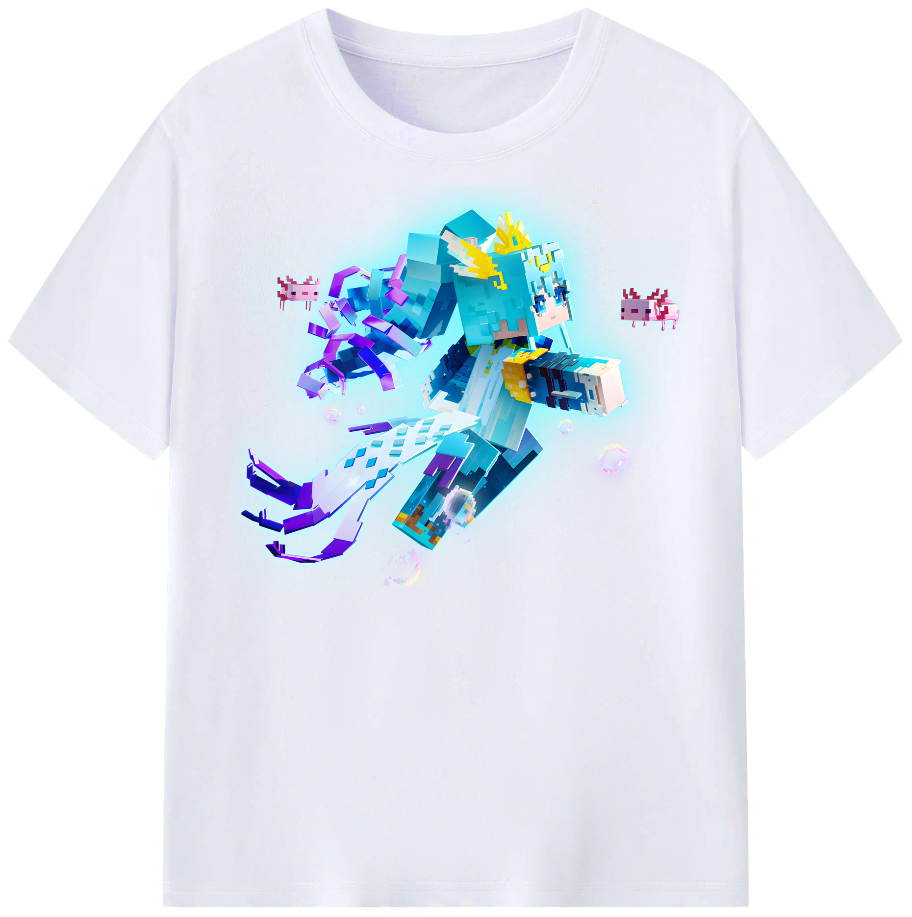 （画像用） マインクラフト ブロックの世界 Minecraft MC Block world レディースカジュアルプリントTシャツ（綿100％）