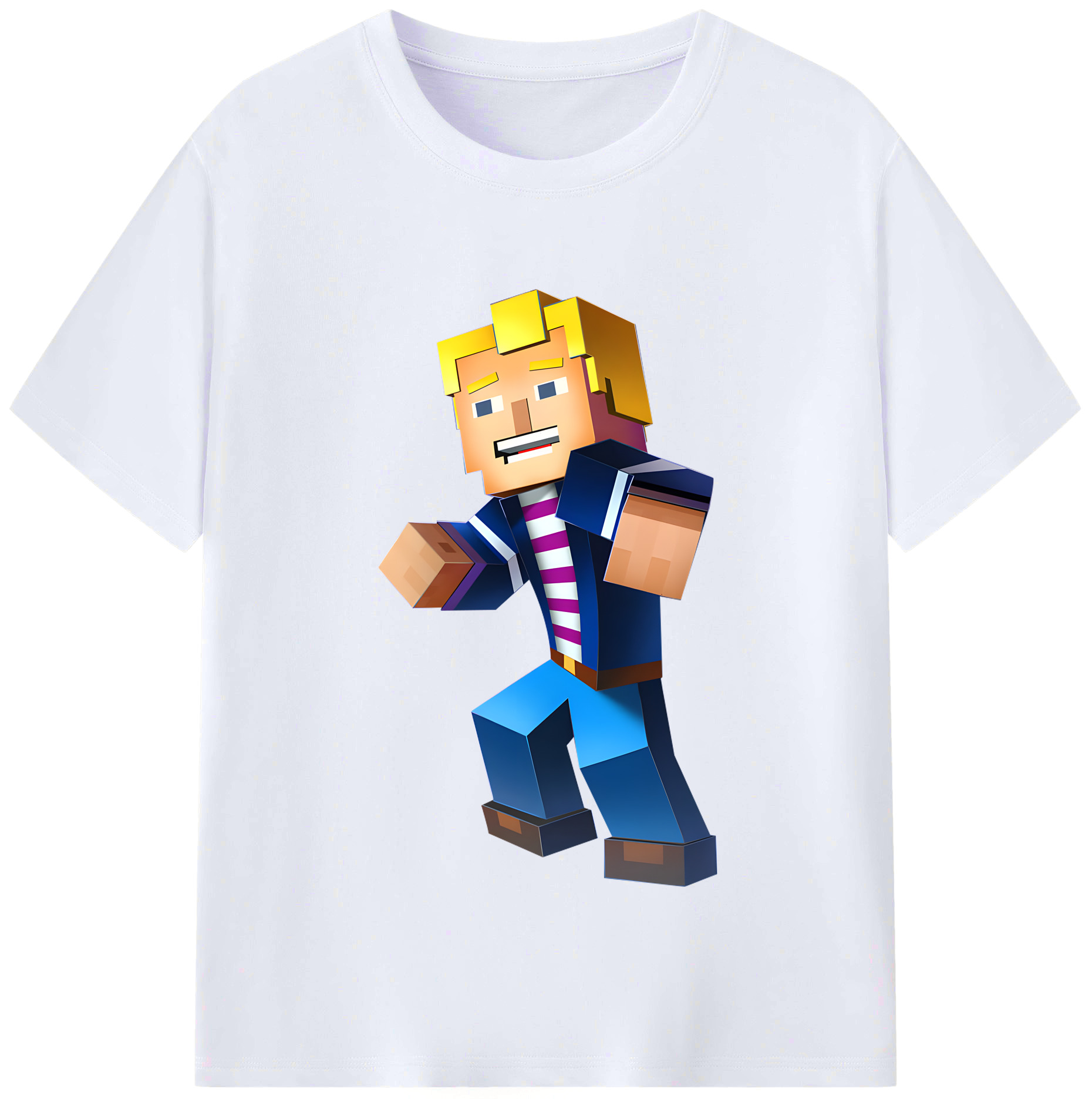 （画像用） マインクラフト ブロックの世界 Minecraft MC Block world レディースカジュアルプリントTシャツ（綿100％）