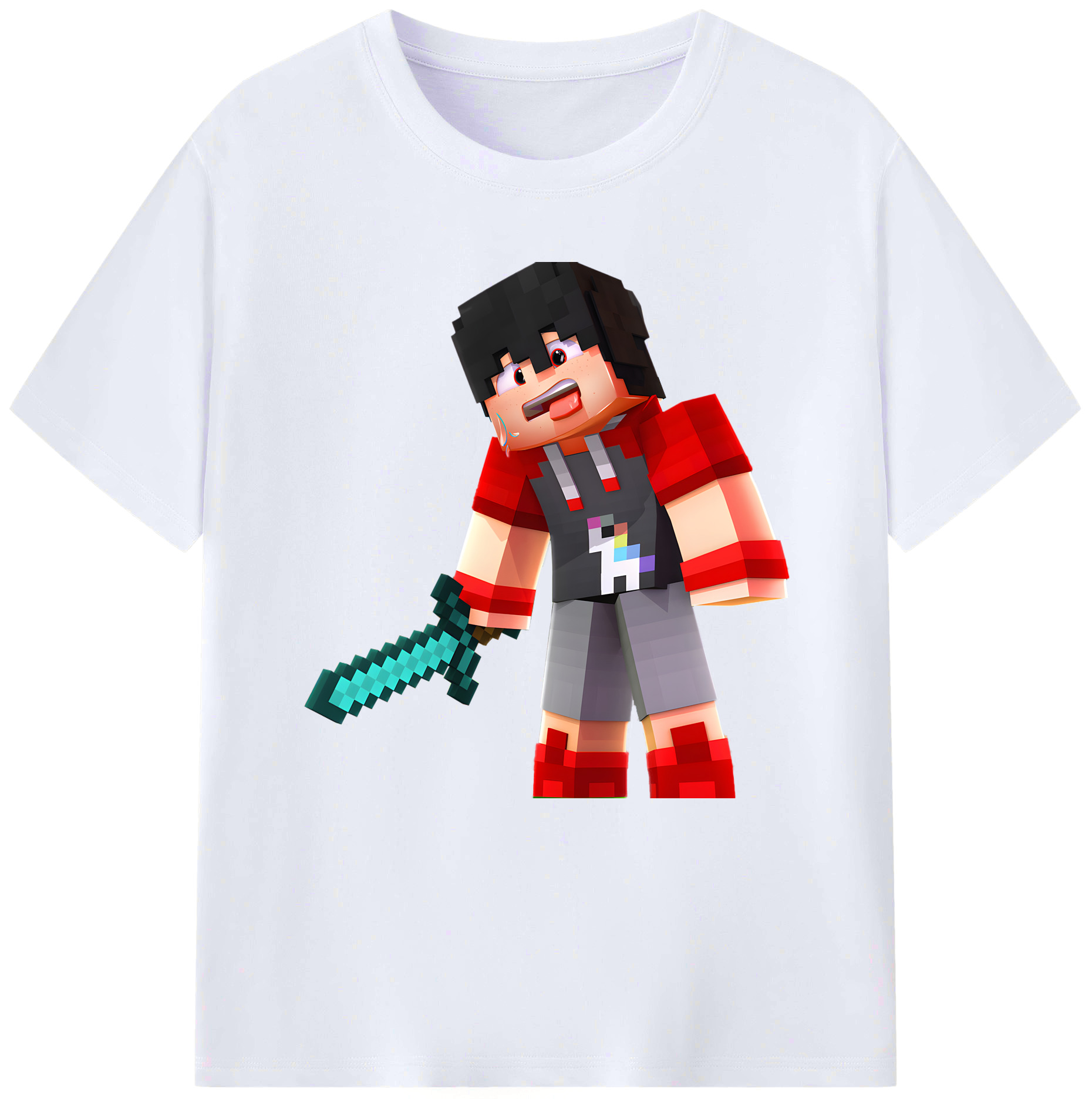 （画像用） マインクラフト ブロックの世界 Minecraft MC Block world レディースカジュアルプリントTシャツ（綿100％）
