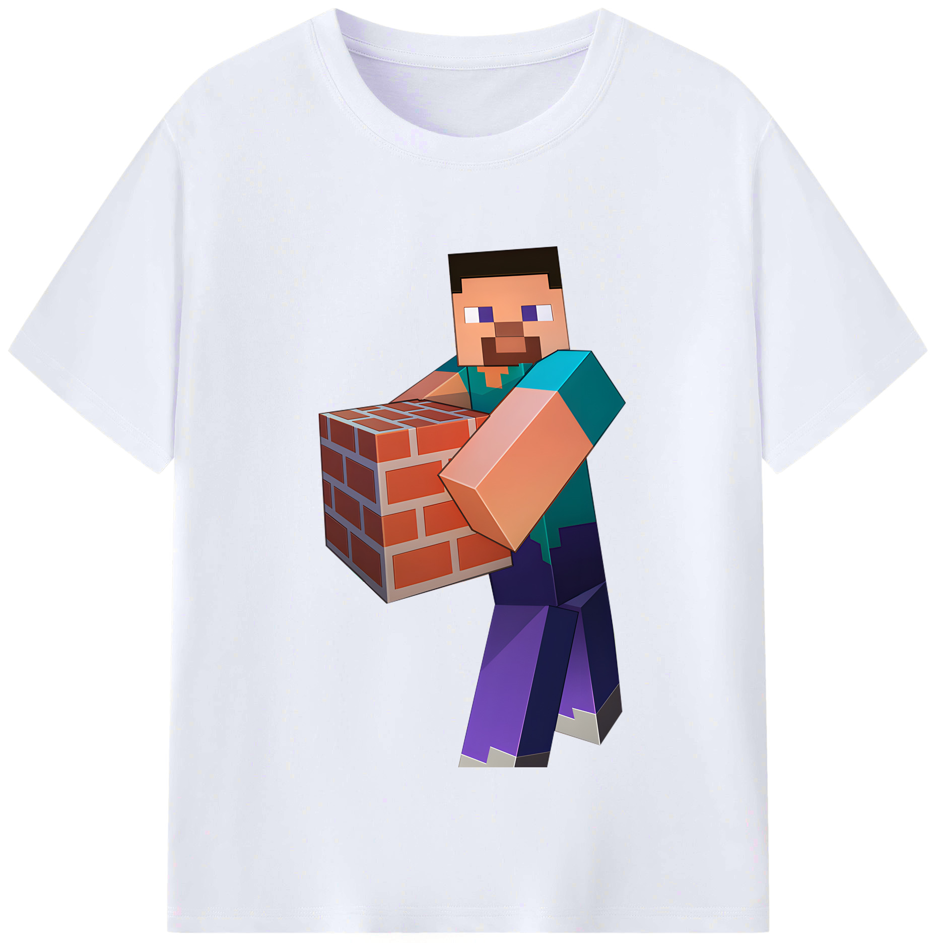 （画像用） マインクラフト ブロックの世界 Minecraft MC Block world レディースカジュアルプリントTシャツ（綿100％）