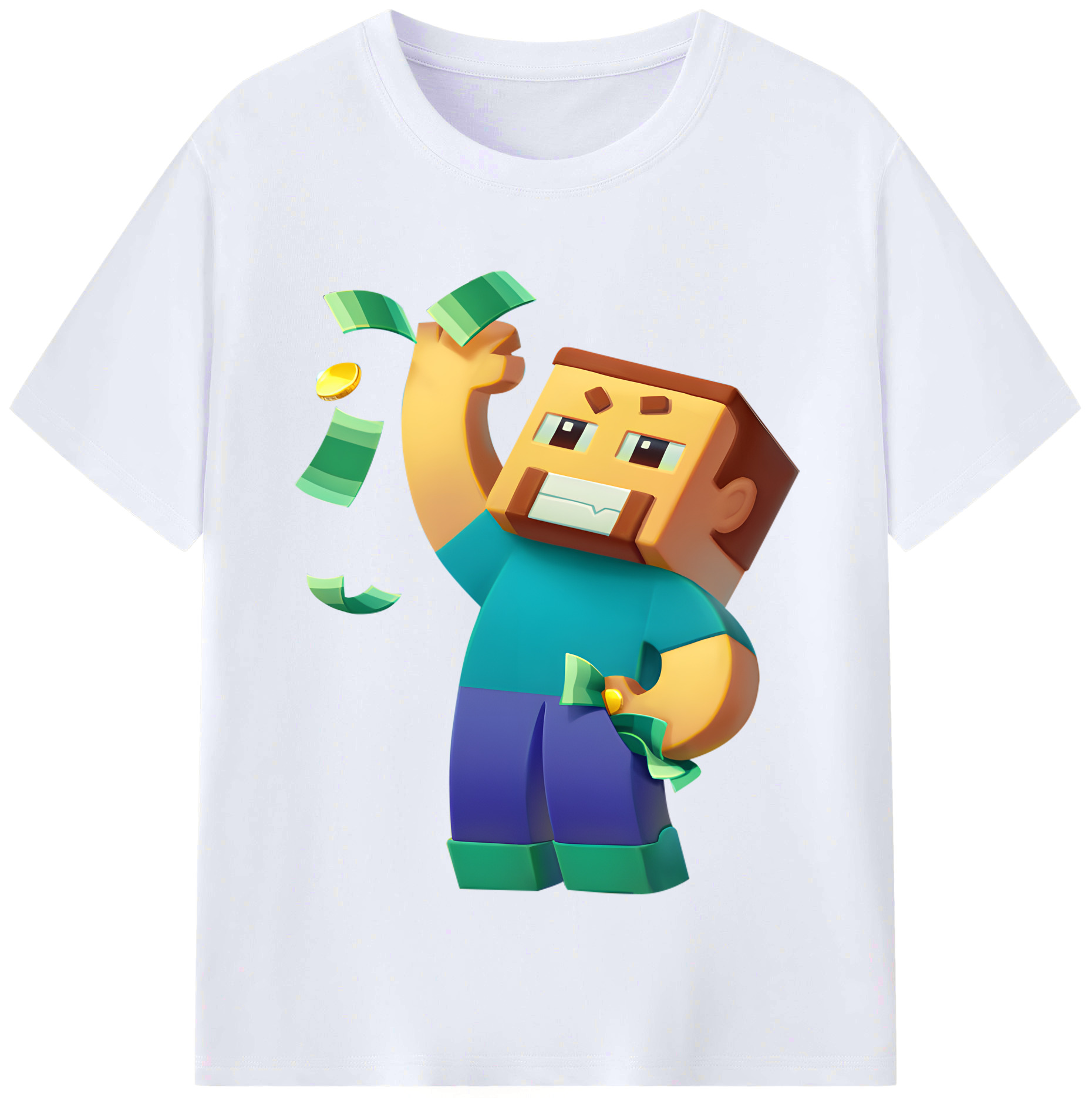 （画像用） マインクラフト ブロックの世界 Minecraft MC Block world レディースカジュアルプリントTシャツ（綿100％）