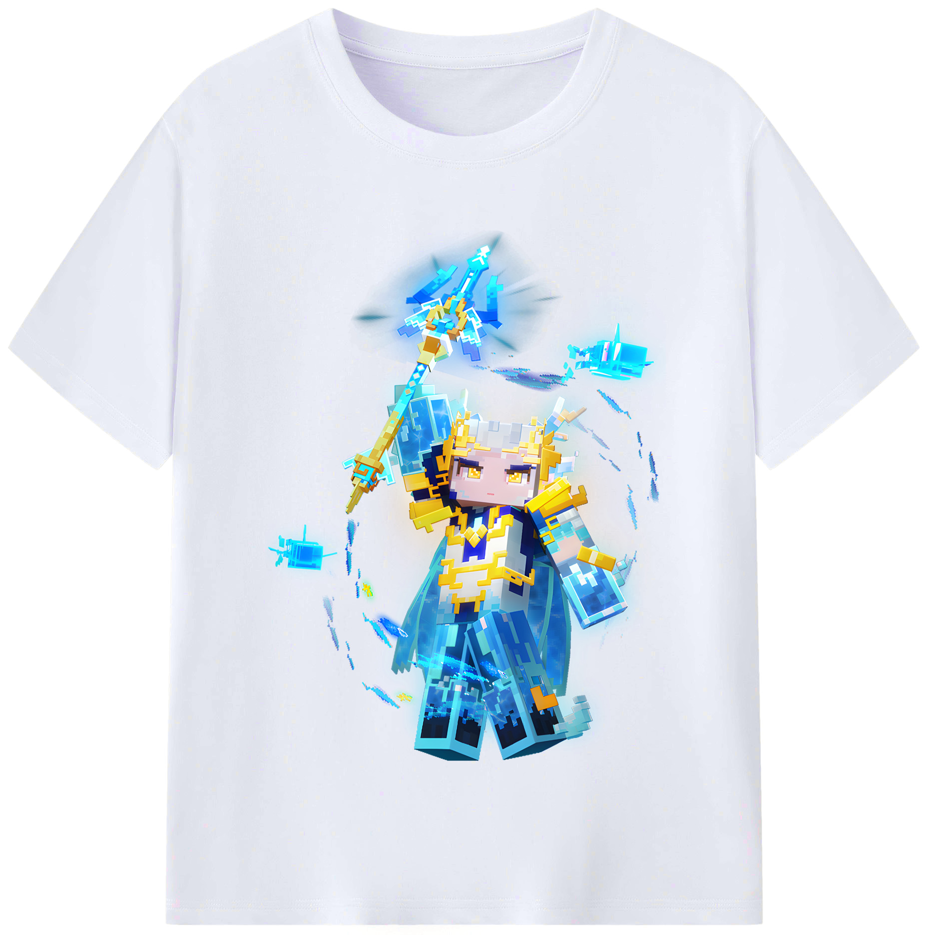 （画像用） マインクラフト ブロックの世界 Minecraft MC Block world レディースカジュアルプリントTシャツ（綿100％）