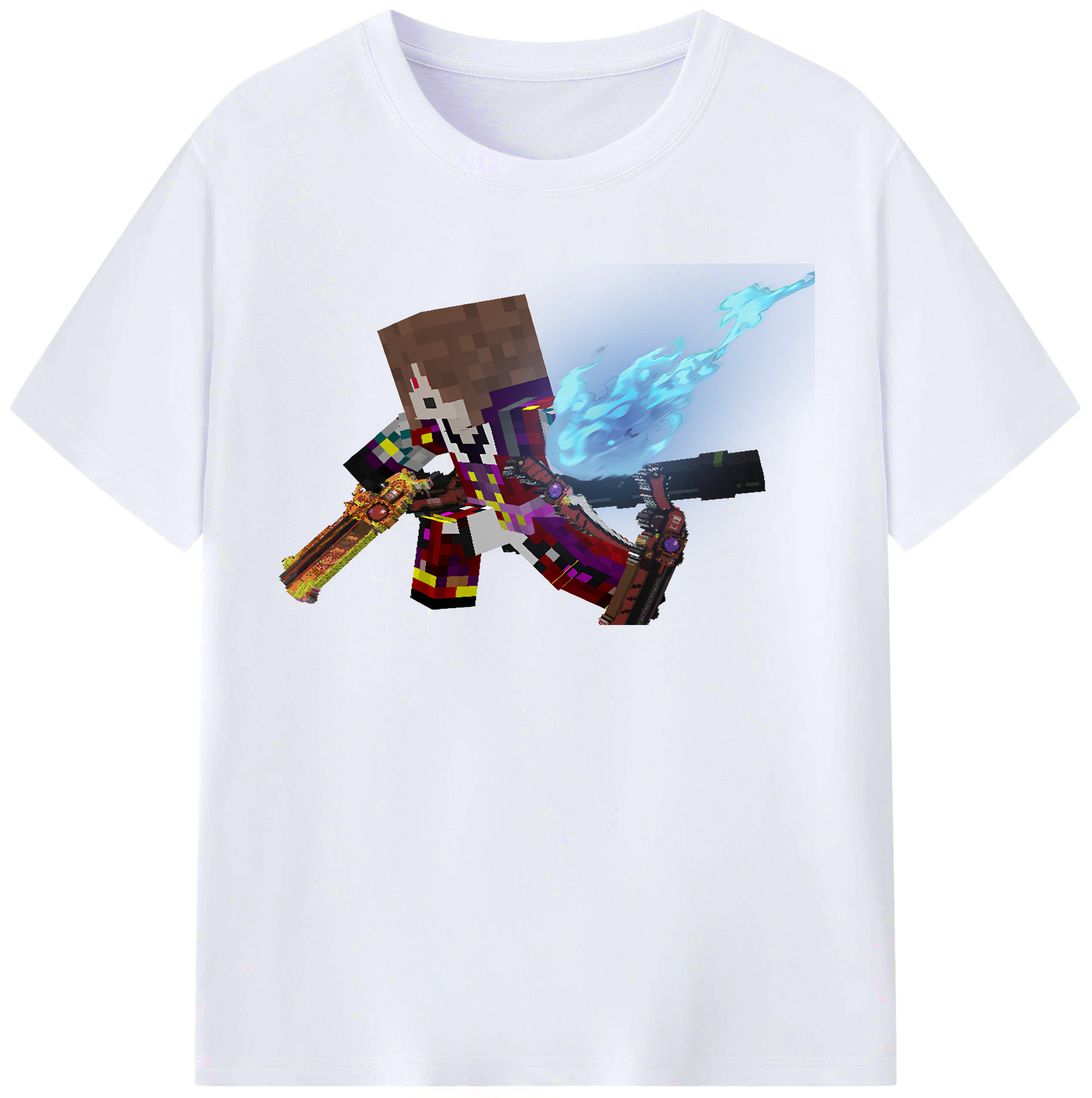 （画像用） マインクラフト ブロックの世界 Minecraft MC Block world レディースカジュアルプリントTシャツ（綿100％）