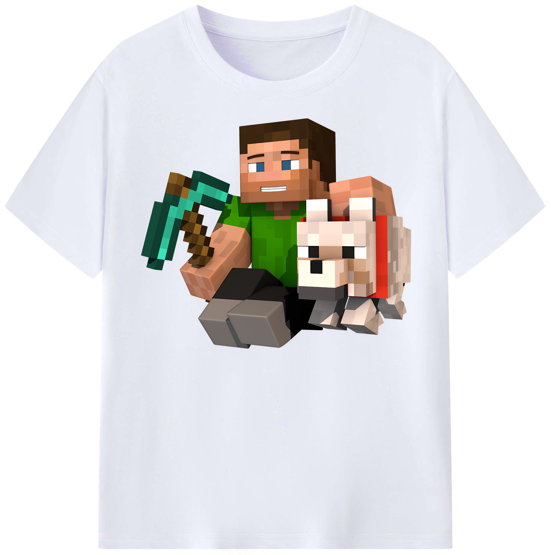 （画像用） マインクラフト ブロックの世界 Minecraft MC Block world レディースカジュアルプリントTシャツ（綿100％）