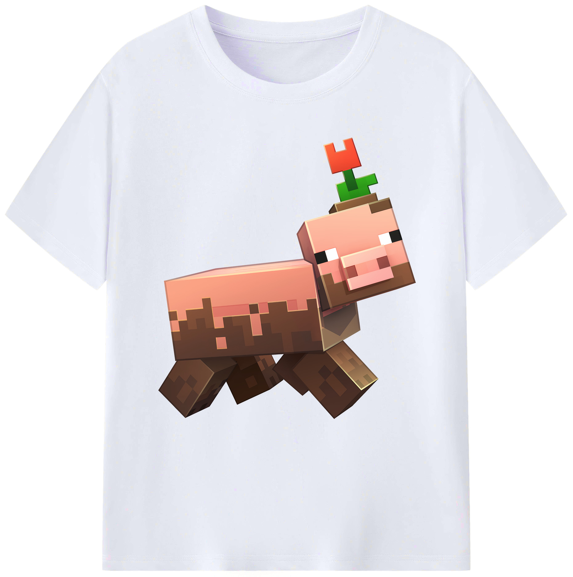 （画像用） マインクラフト ブロックの世界 Minecraft MC Block world レディースカジュアルプリントTシャツ（綿100％）