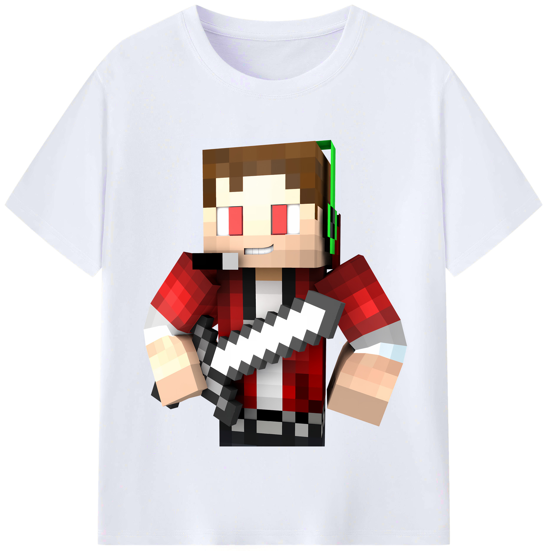 （画像用） マインクラフト ブロックの世界 Minecraft MC Block world レディースカジュアルプリントTシャツ（綿100％）