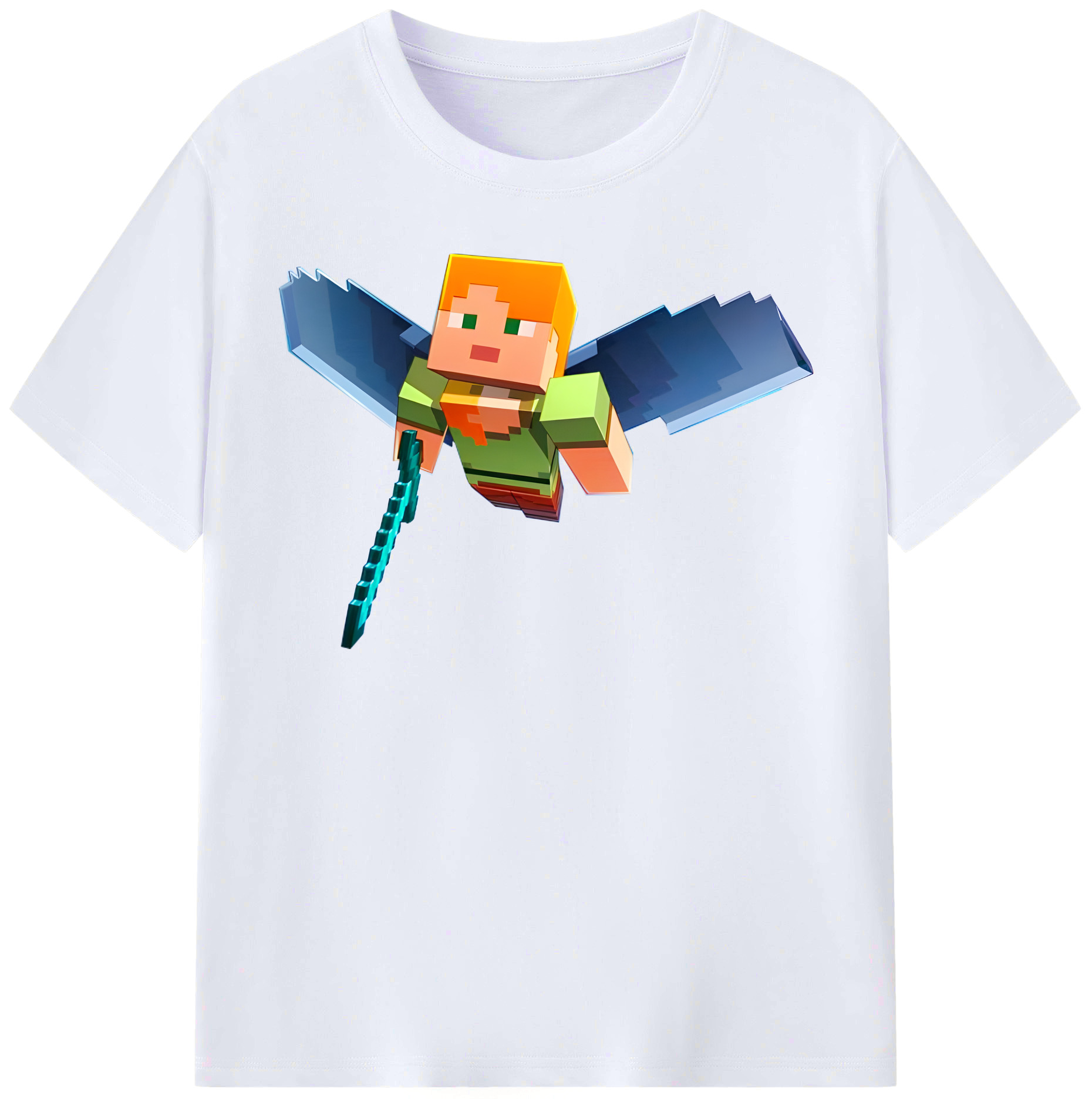 （画像用） マインクラフト ブロックの世界 Minecraft MC Block world レディースカジュアルプリントTシャツ（綿100％）