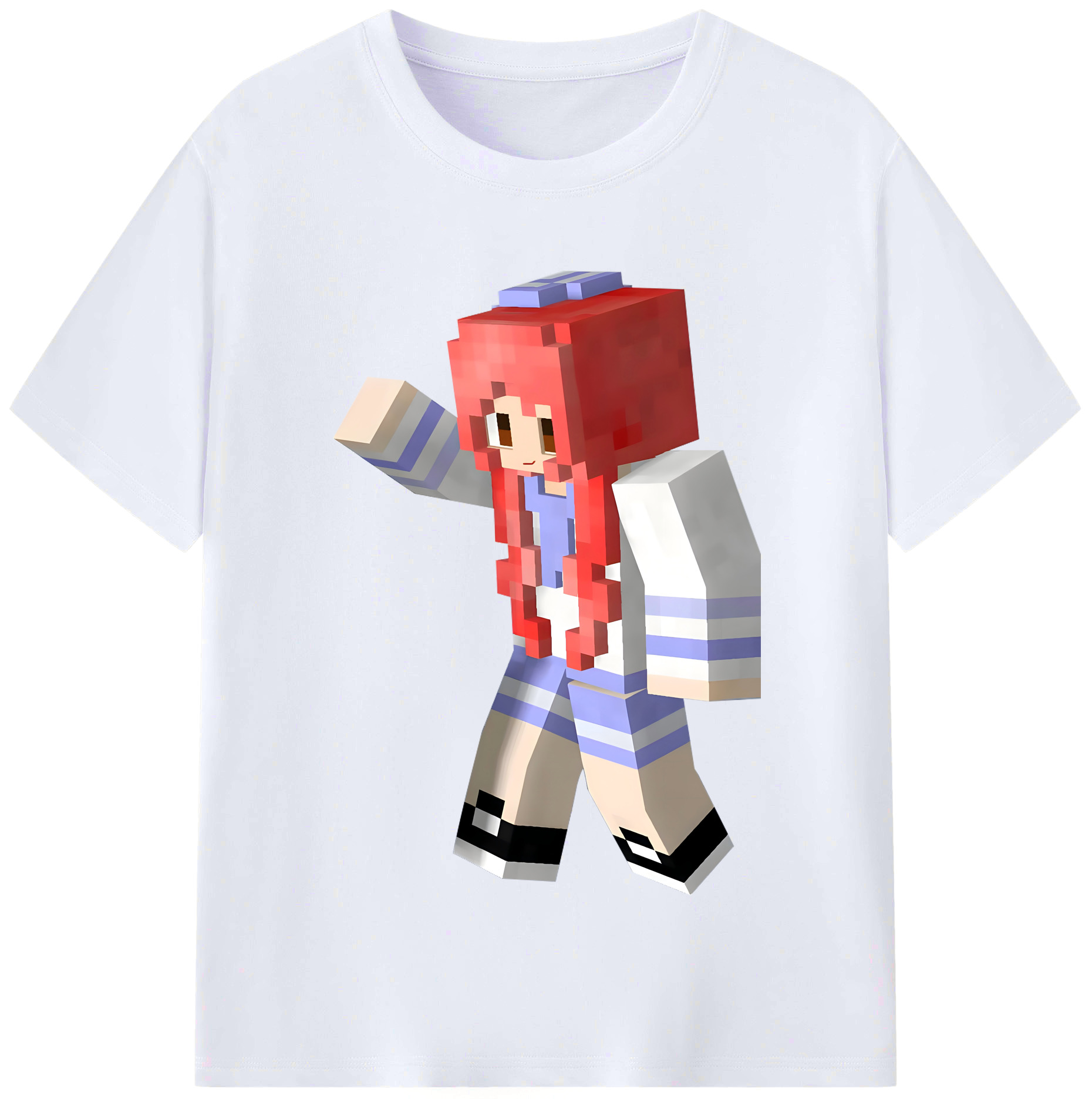 （画像用） マインクラフト ブロックの世界 Minecraft MC Block world レディースカジュアルプリントTシャツ（綿100％）