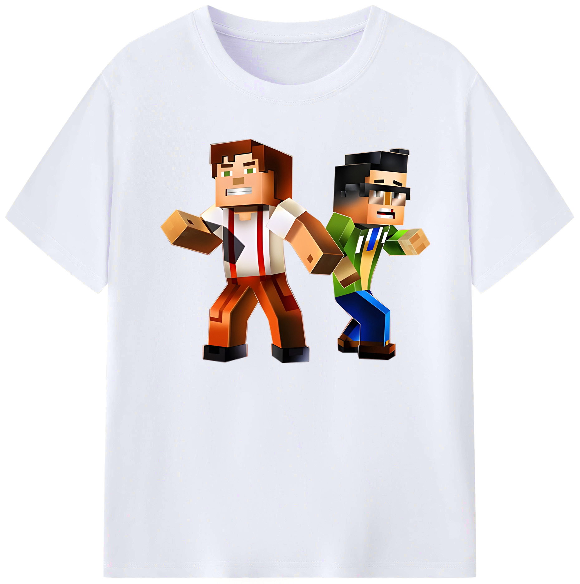 （画像用） マインクラフト ブロックの世界 Minecraft MC Block world レディースカジュアルプリントTシャツ（綿100％）