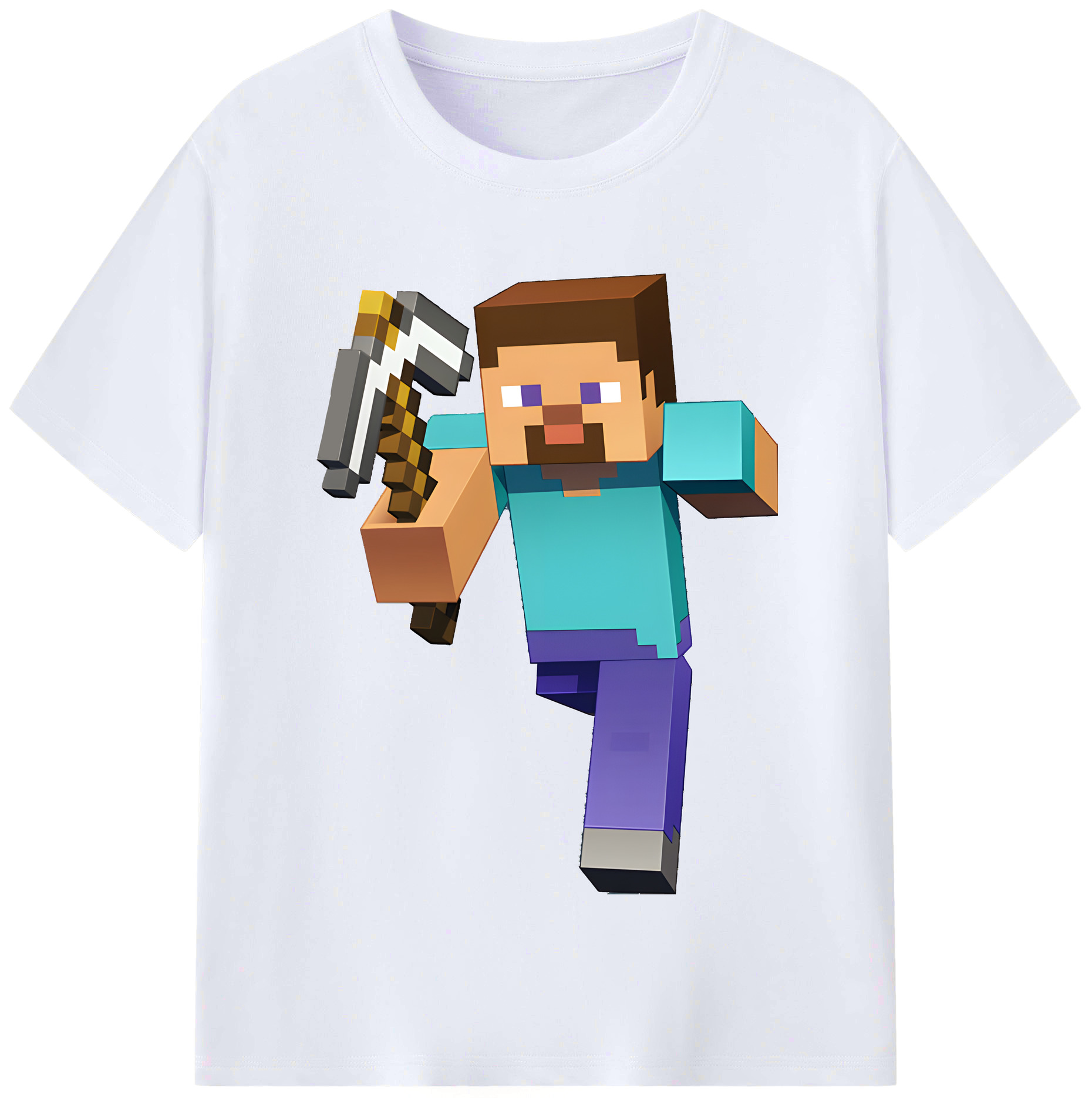 （画像用） マインクラフト ブロックの世界 Minecraft MC Block world レディースカジュアルプリントTシャツ（綿100％）