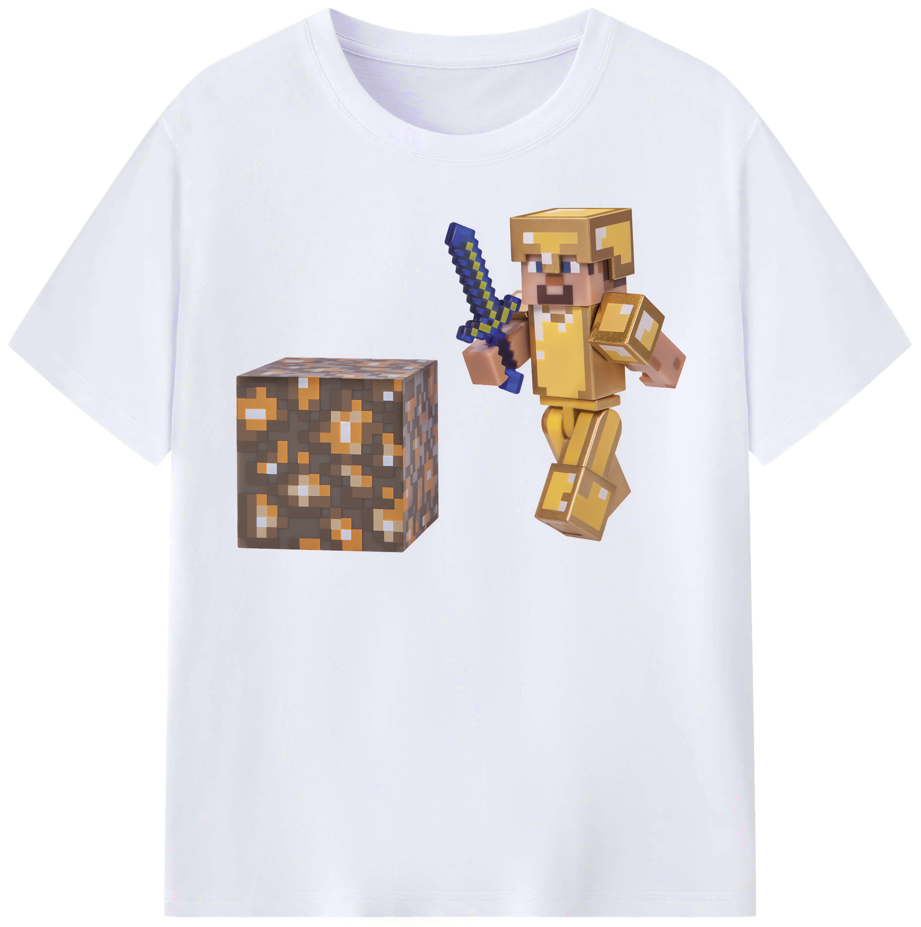 （画像用） マインクラフト ブロックの世界 Minecraft MC Block world レディースカジュアルプリントTシャツ（綿100％）