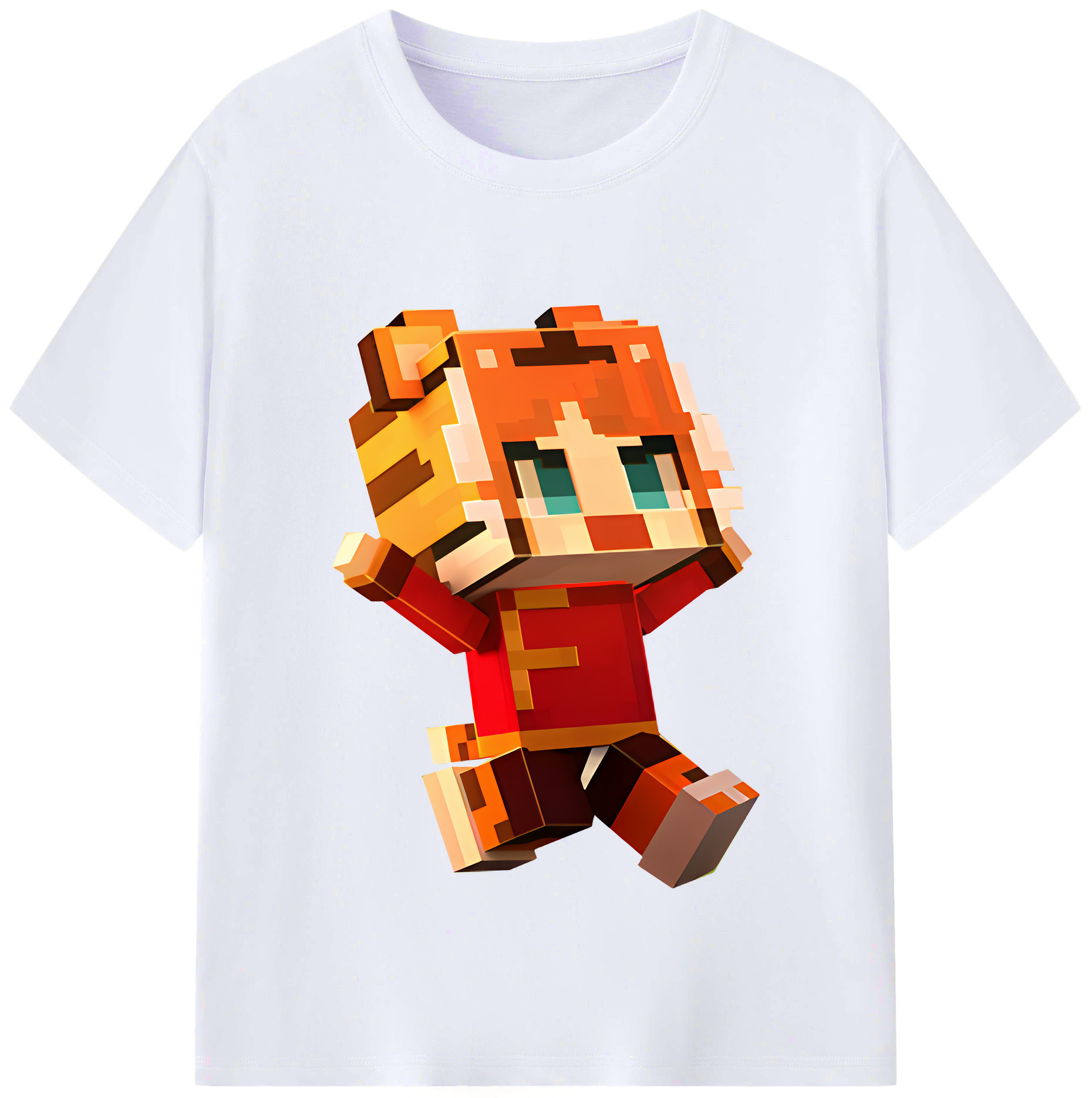 （画像用） マインクラフト ブロックの世界 Minecraft MC Block world レディースカジュアルプリントTシャツ（綿100％）