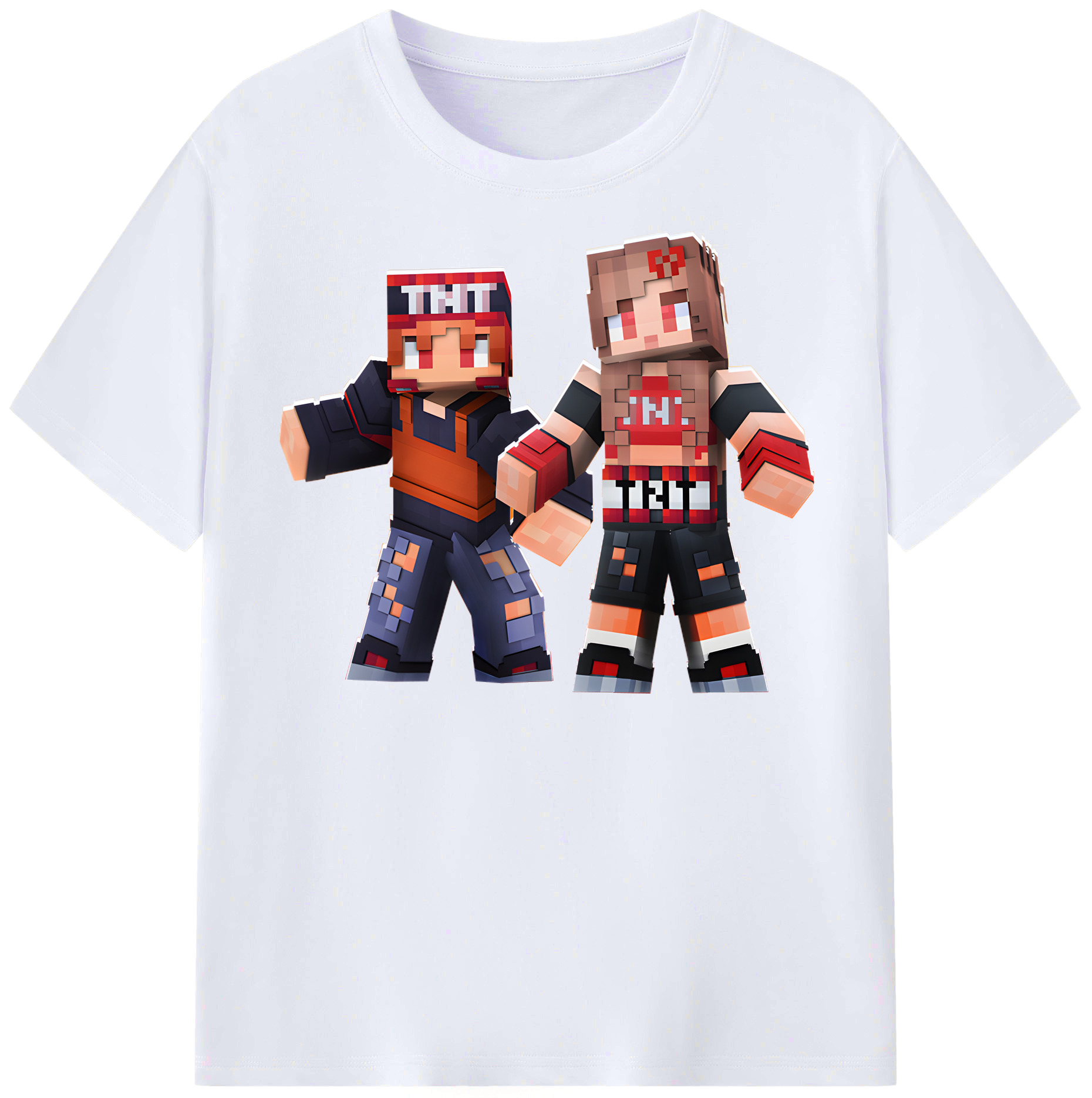 （画像用） マインクラフト ブロックの世界 Minecraft MC Block world レディースカジュアルプリントTシャツ（綿100％）