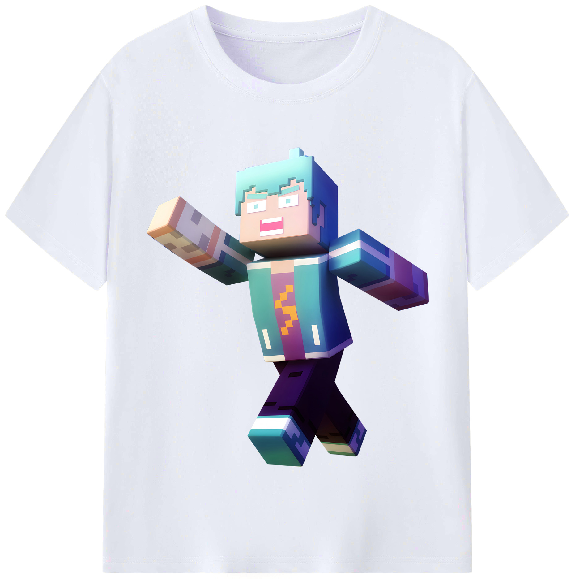 （画像用） マインクラフト ブロックの世界 Minecraft MC Block world レディースカジュアルプリントTシャツ（綿100％）