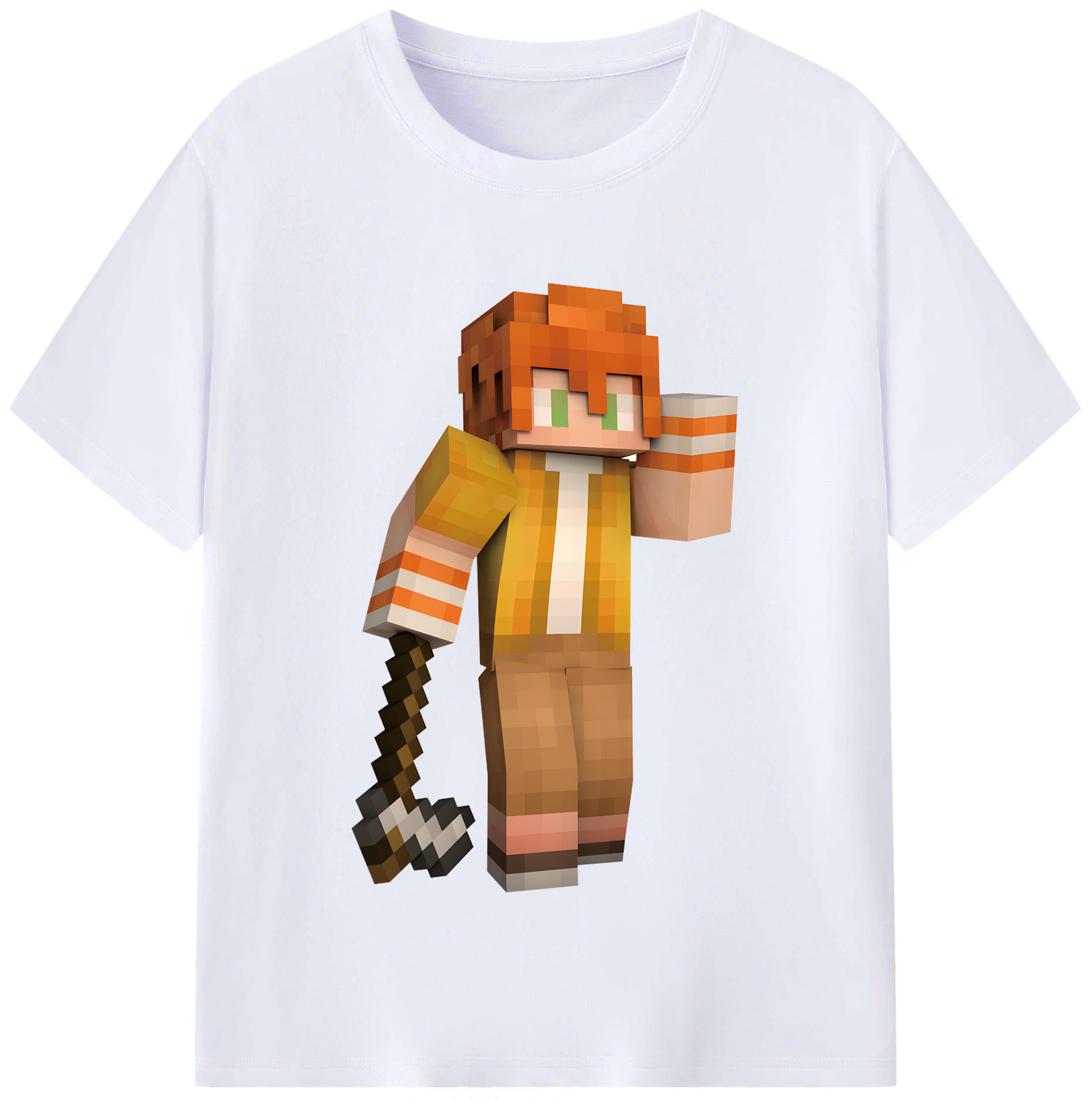 （画像用） マインクラフト ブロックの世界 Minecraft MC Block world レディースカジュアルプリントTシャツ（綿100％）