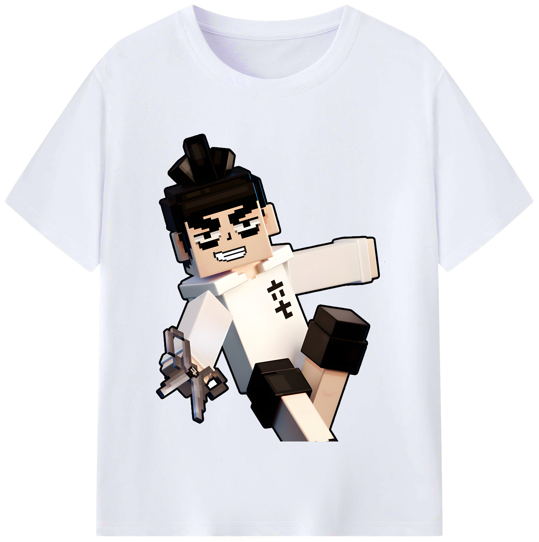 （画像用） マインクラフト ブロックの世界 Minecraft MC Block world レディースカジュアルプリントTシャツ（綿100％）