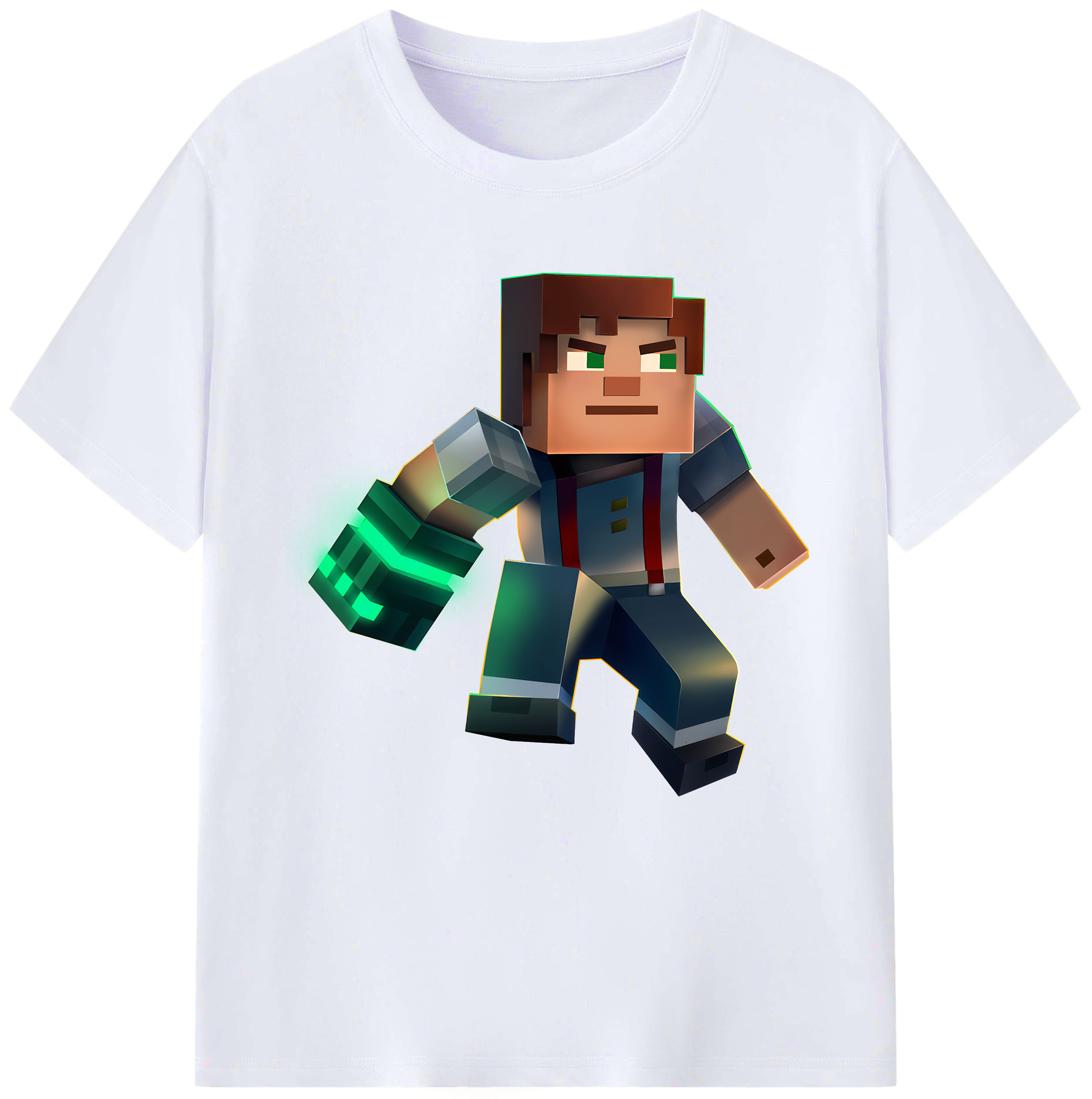 （画像用） マインクラフト ブロックの世界 Minecraft MC Block world レディースカジュアルプリントTシャツ（綿100％）