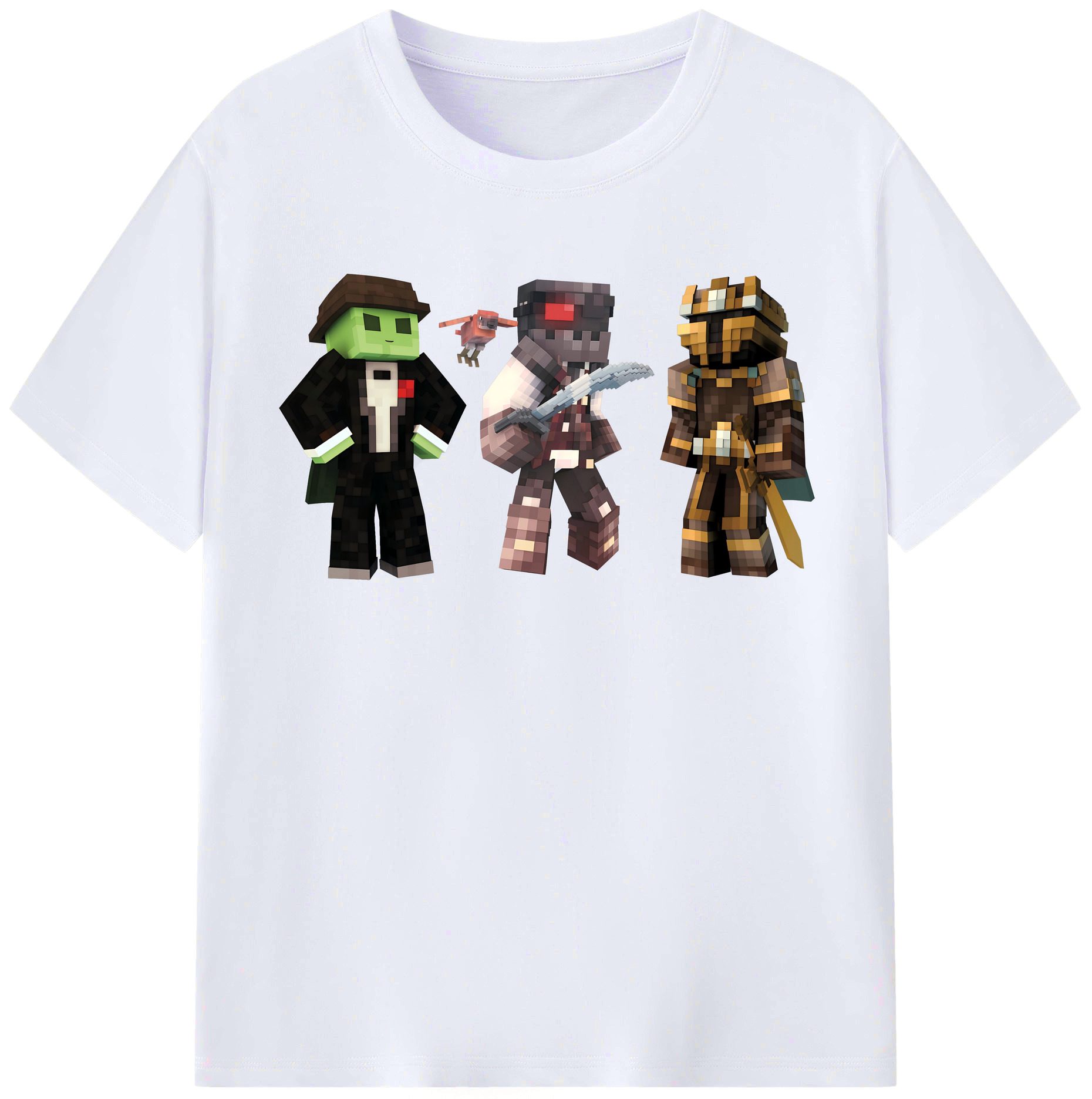 （画像用） マインクラフト ブロックの世界 Minecraft MC Block world レディースカジュアルプリントTシャツ（綿100％）