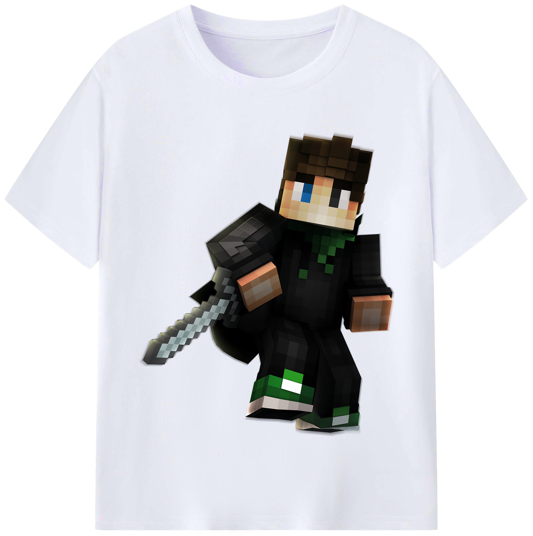 （画像用） マインクラフト ブロックの世界 Minecraft MC Block world レディースカジュアルプリントTシャツ（綿100％）