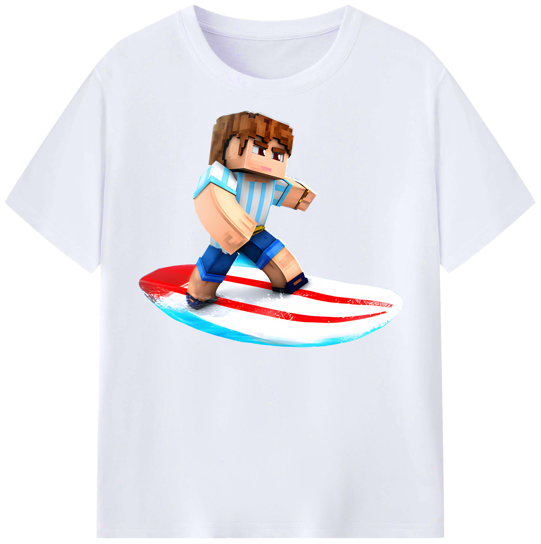 （画像用） マインクラフト ブロックの世界 Minecraft MC Block world レディースカジュアルプリントTシャツ（綿100％）